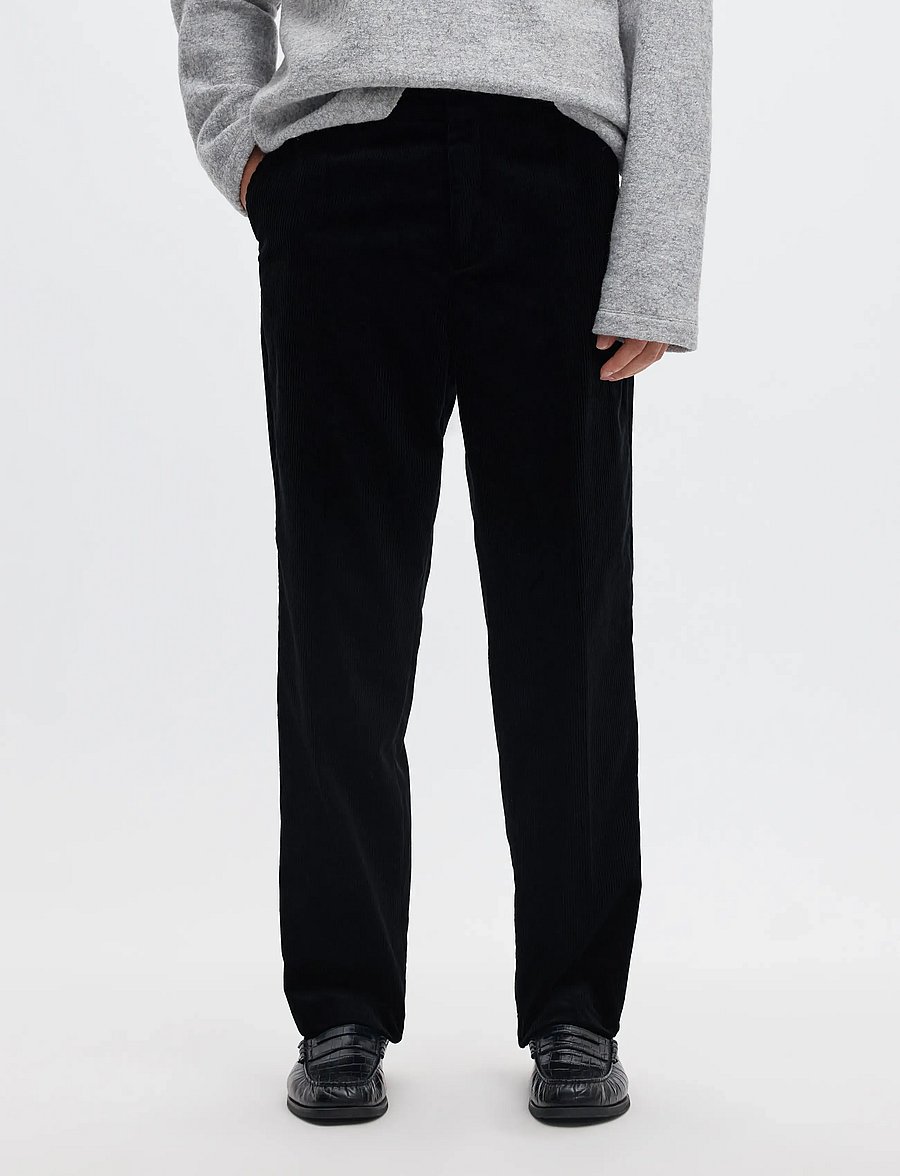 Selected - SLMREG-ENZO DUCA-CORDUROY TRS - kostymbyxor - dark navy - 0