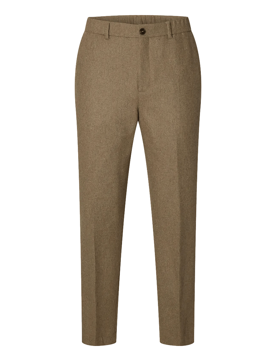 Selected - SLMREG-PAOLO WOOL BLEND STRING TRS - anzugshosen - light brown melange - 0