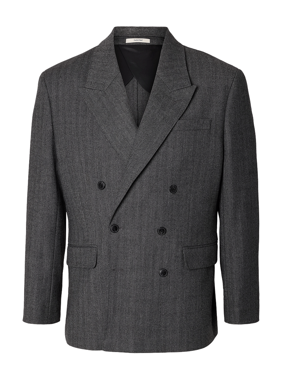 Selected - SLMRELAXED-BROOKS WOOL BLEND DB BLZ - dubbelknäppta kavajer - dark grey - 1