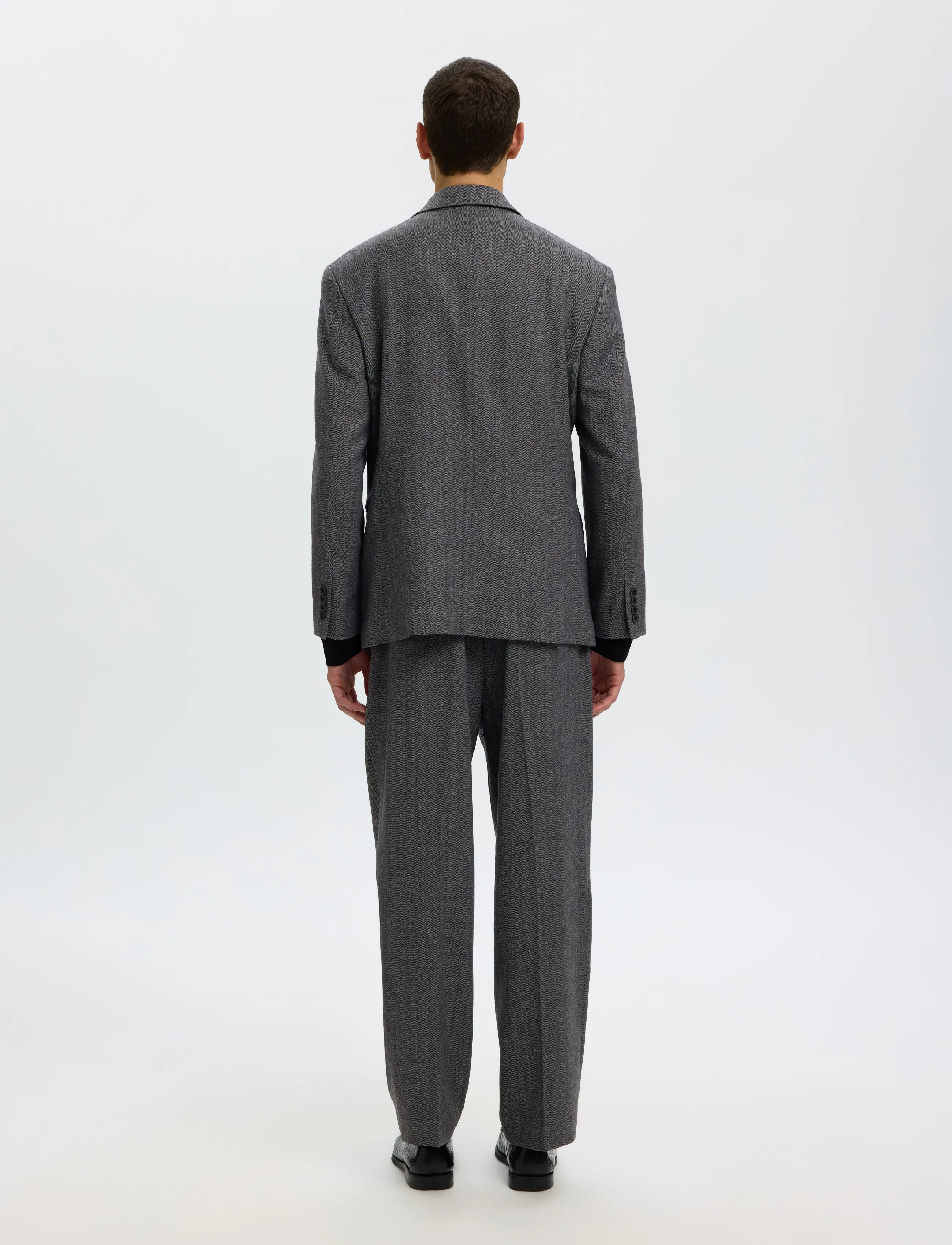Selected - SLMRELAXED-BROOKS WOOL BLEND DB BLZ - dubbelknäppta kavajer - dark grey - 2