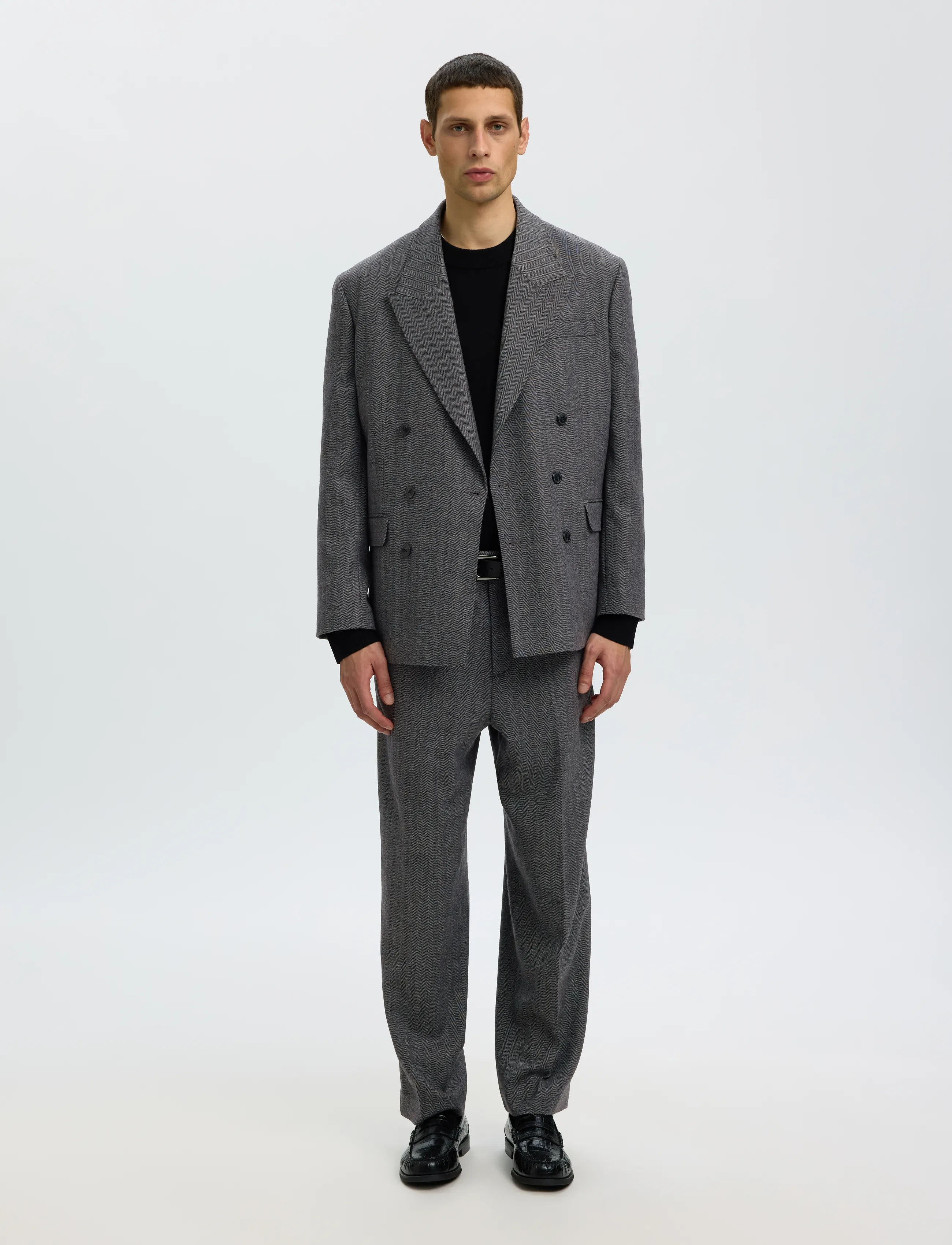 Selected - SLMRELAXED-BROOKS WOOL BLEND DB BLZ - dubbelknäppta kavajer - dark grey - 3