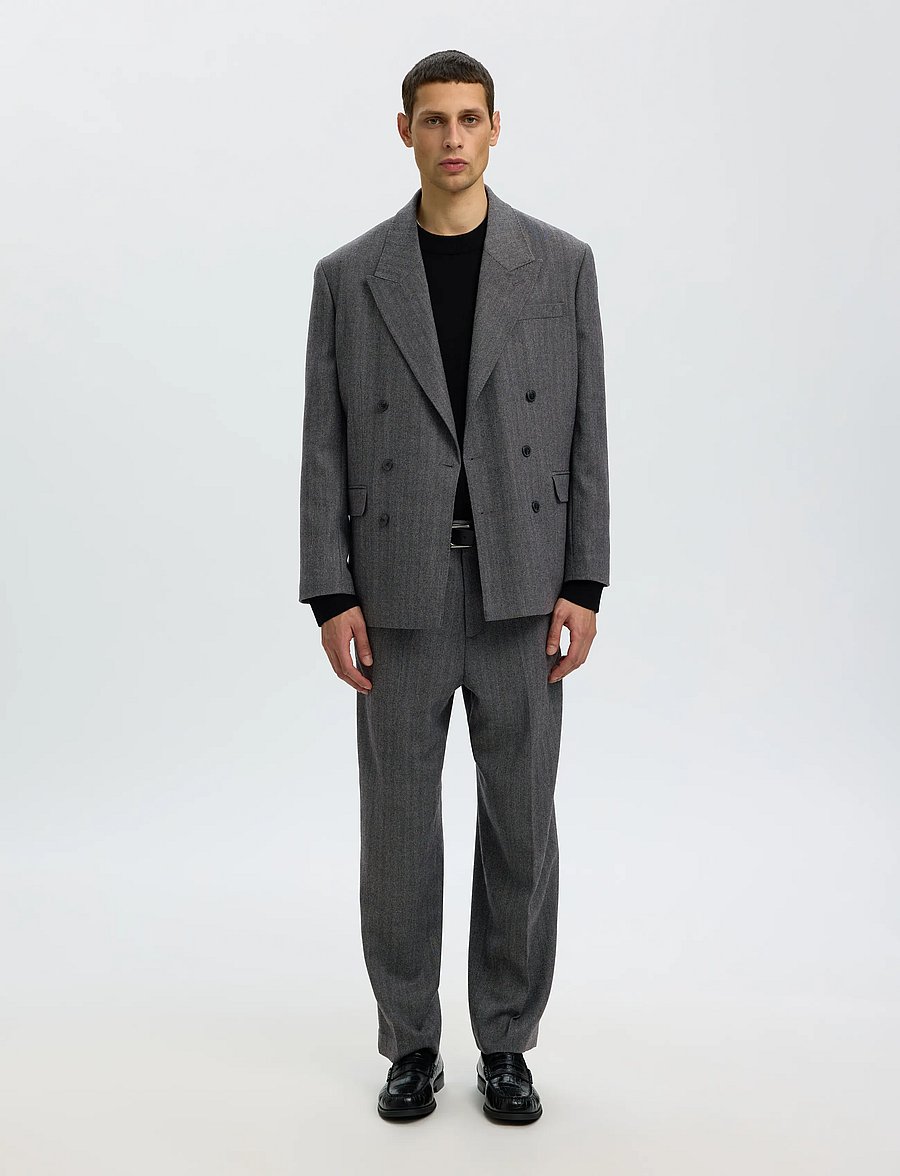 Selected - SLMRELAXED-BROOKS WOOL BLEND DB BLZ - dubbelknäppta kavajer - dark grey - 3