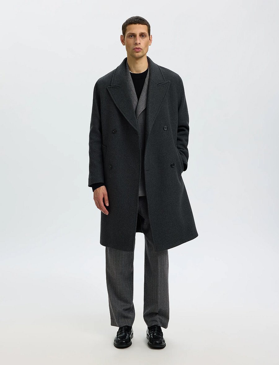 Selected - SLMRELAXED-BROOKS WOOL BLEND DB BLZ - dubbelknäppta kavajer - dark grey - 5