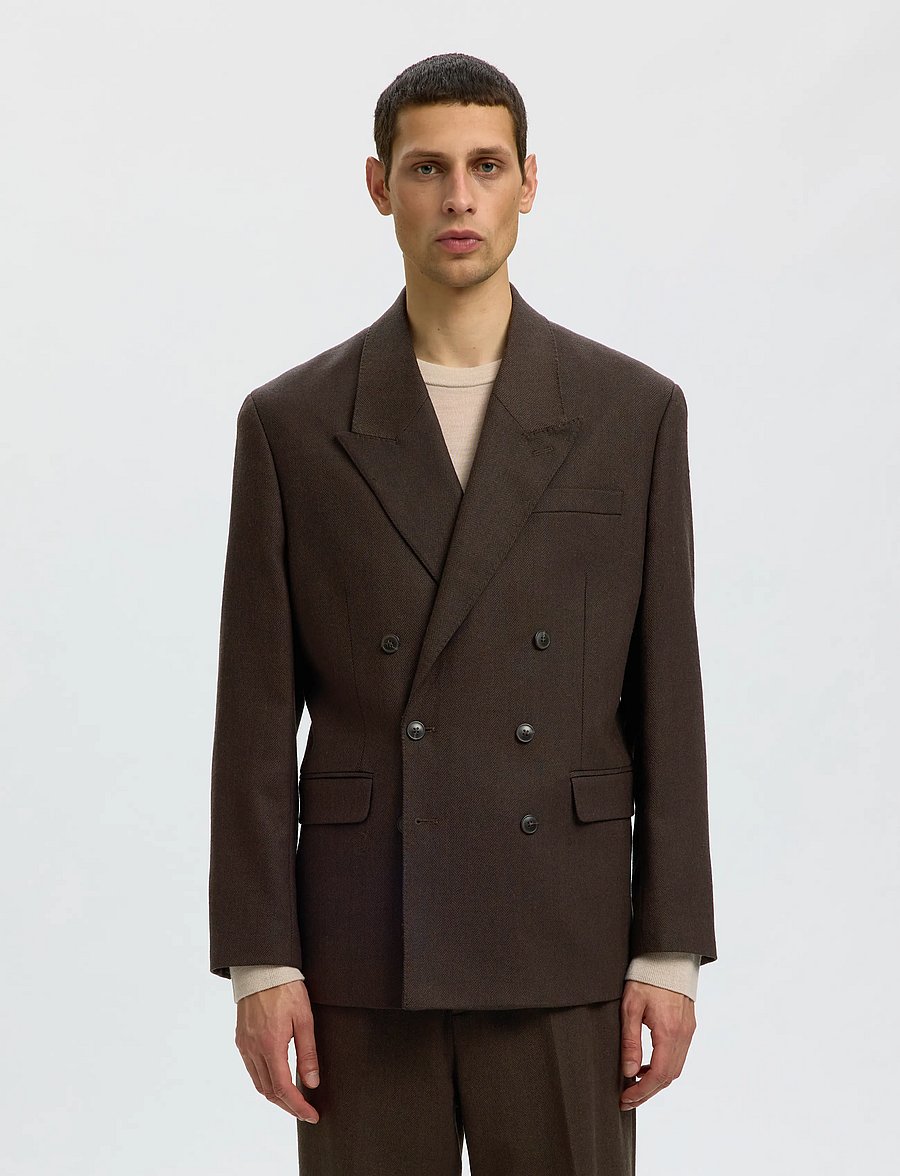 Selected - SLMRELAXED-BROOKS WOOL BLEND DB BLZ - dubbelknäppta kavajer - delicioso - 0