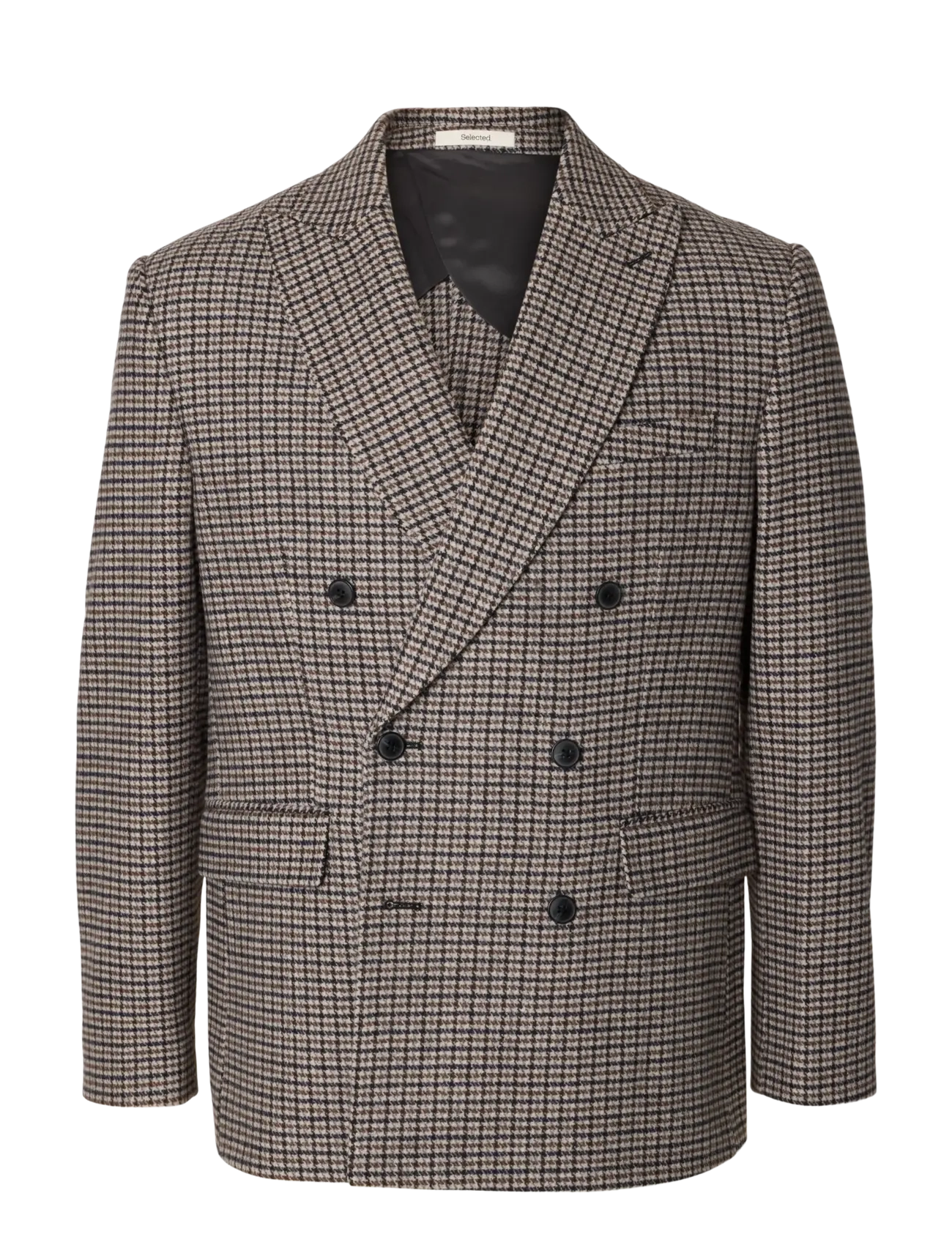 Selected - SLMREG-MORRIS CHK WOOL BLEND DB BLZ - medium grey melange - 1