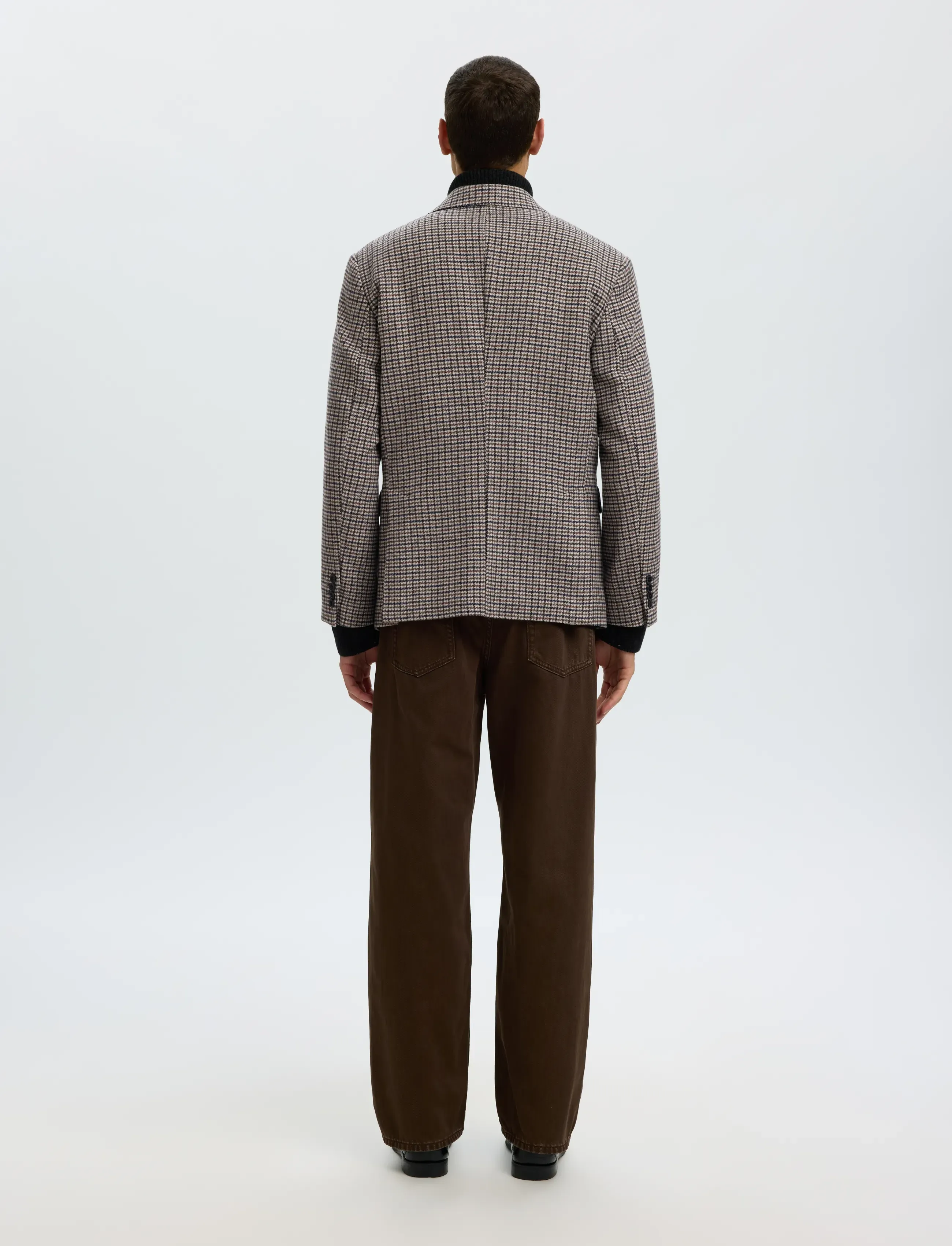 Selected - SLMREG-MORRIS CHK WOOL BLEND DB BLZ - medium grey melange - 2