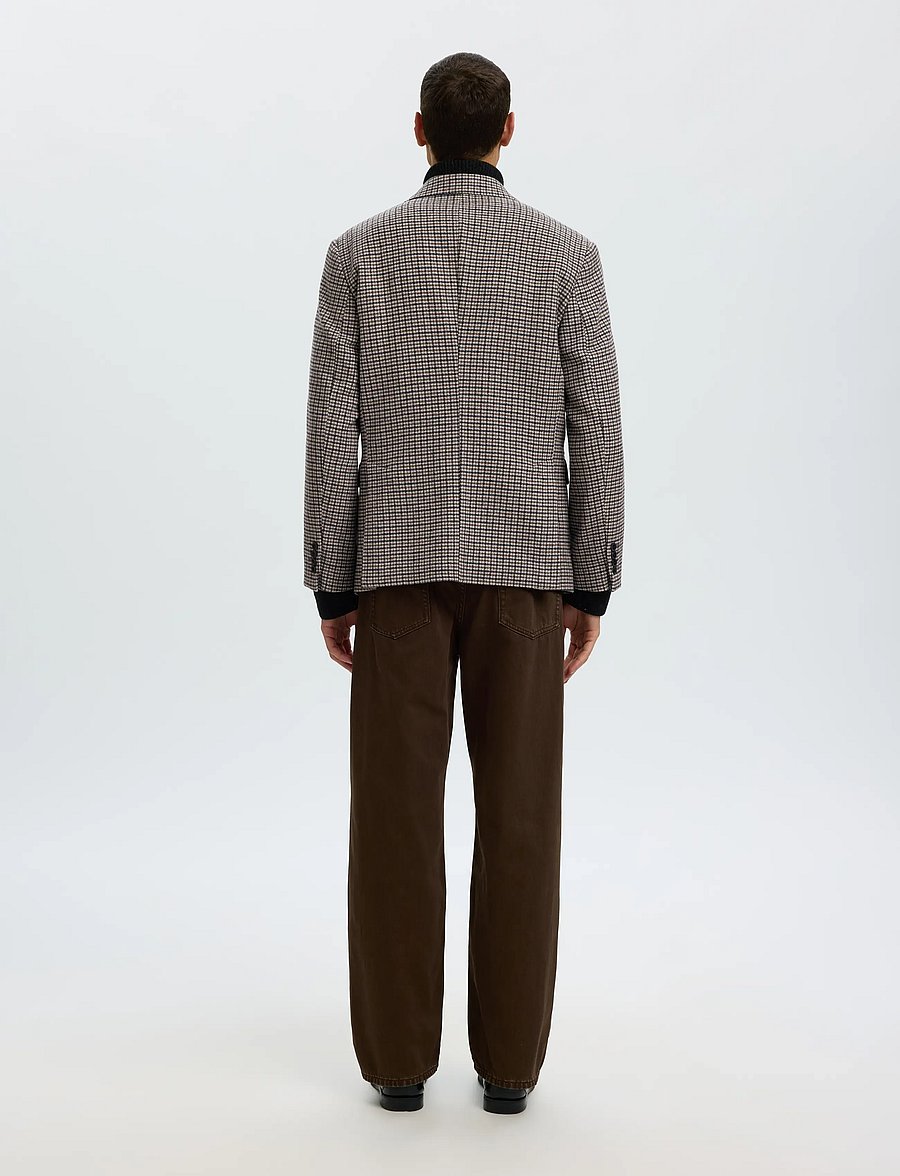 Selected - SLMREG-MORRIS CHK WOOL BLEND DB BLZ - medium grey melange - 2