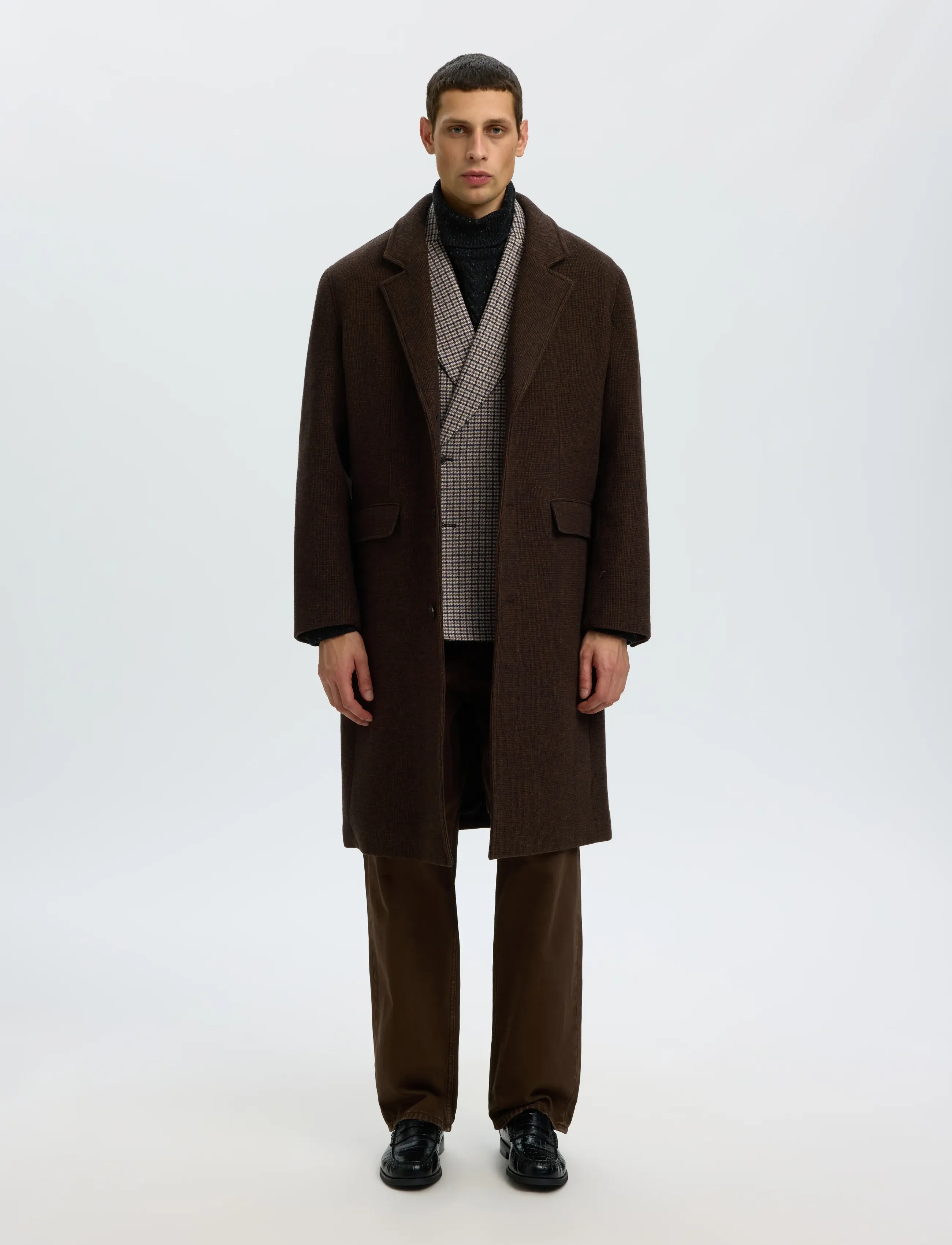 Selected - SLMREG-MORRIS CHK WOOL BLEND DB BLZ - medium grey melange - 4