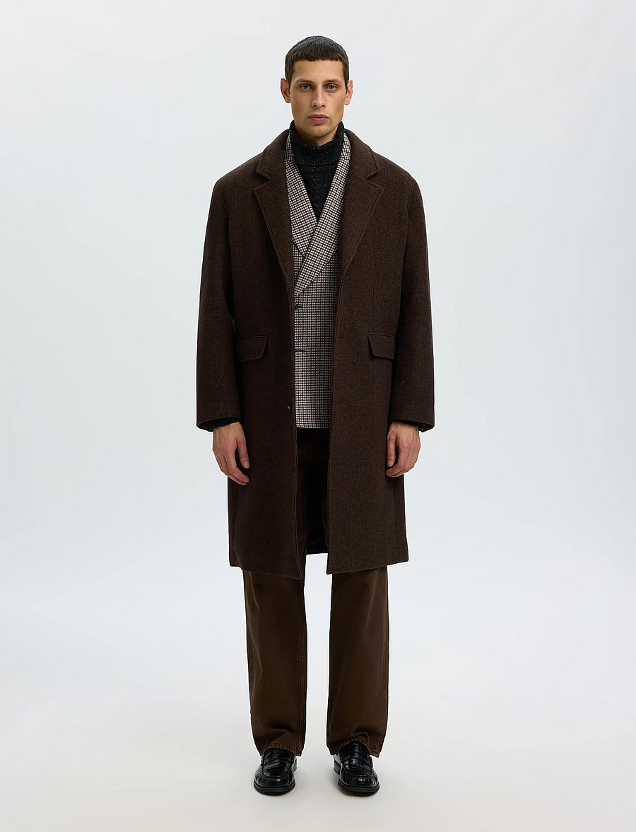 Selected - SLMREG-MORRIS CHK WOOL BLEND DB BLZ - medium grey melange - 4