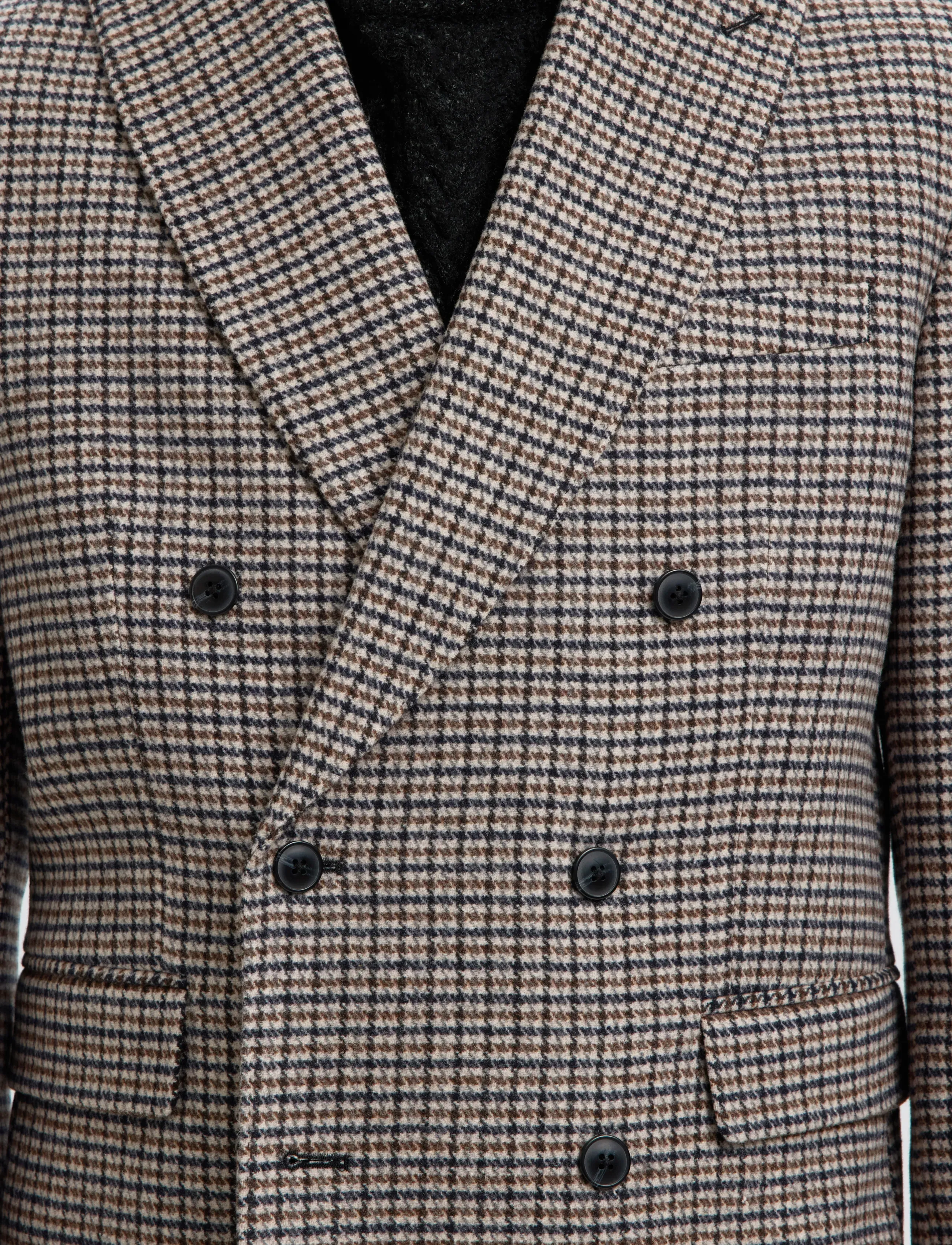 Selected - SLMREG-MORRIS CHK WOOL BLEND DB BLZ - medium grey melange - 5