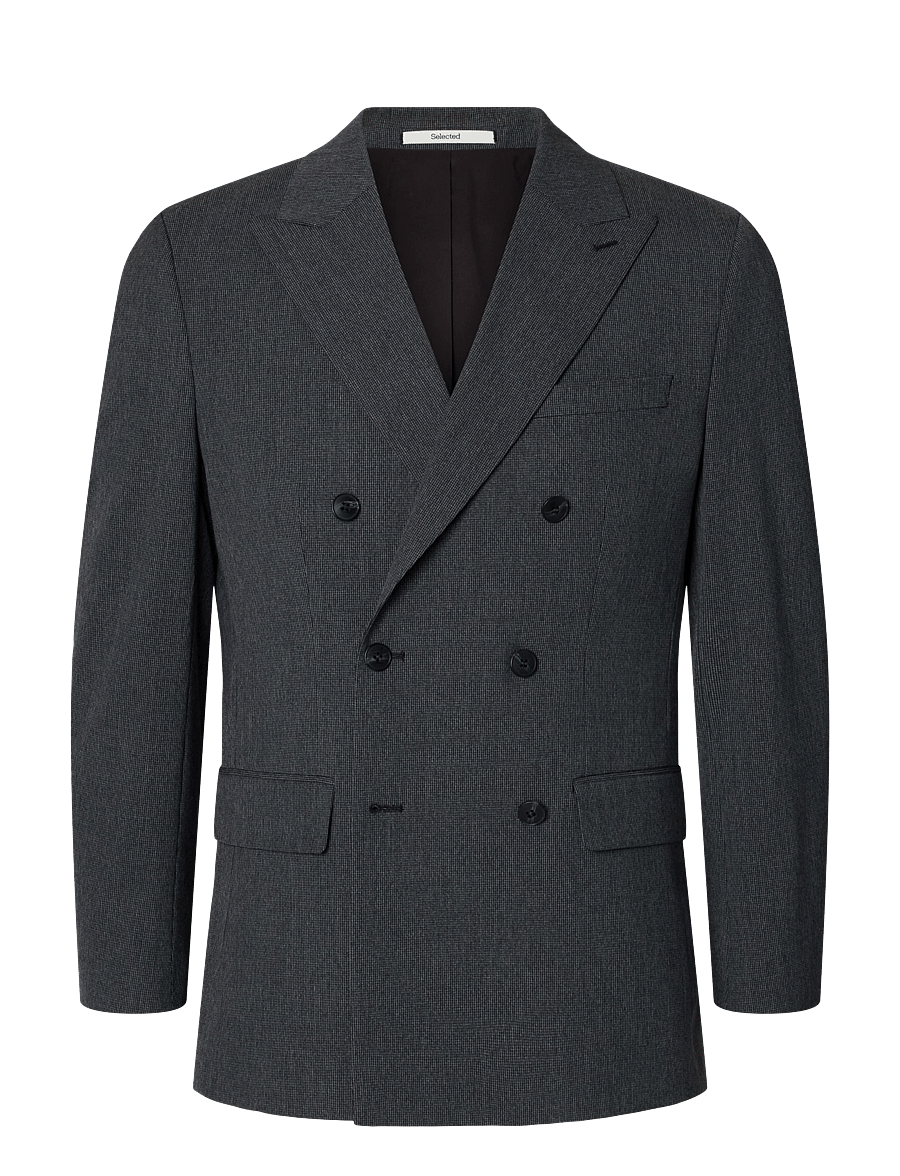 Selected - SLMSLIM-LIAM MINI HOUNDS DB BLZ - zweireiher - charcoal gray - 1