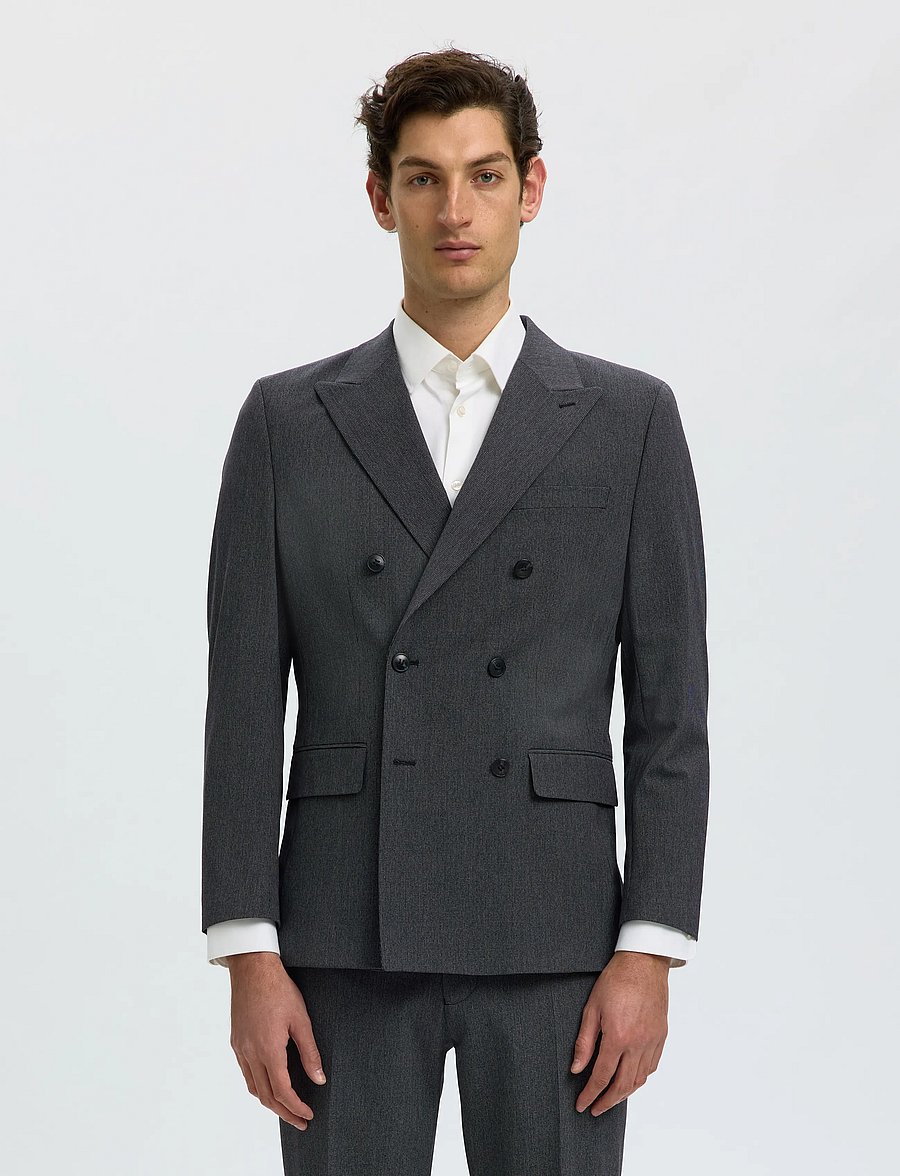 Selected - SLMSLIM-LIAM MINI HOUNDS DB BLZ - zweireiher - charcoal gray - 0