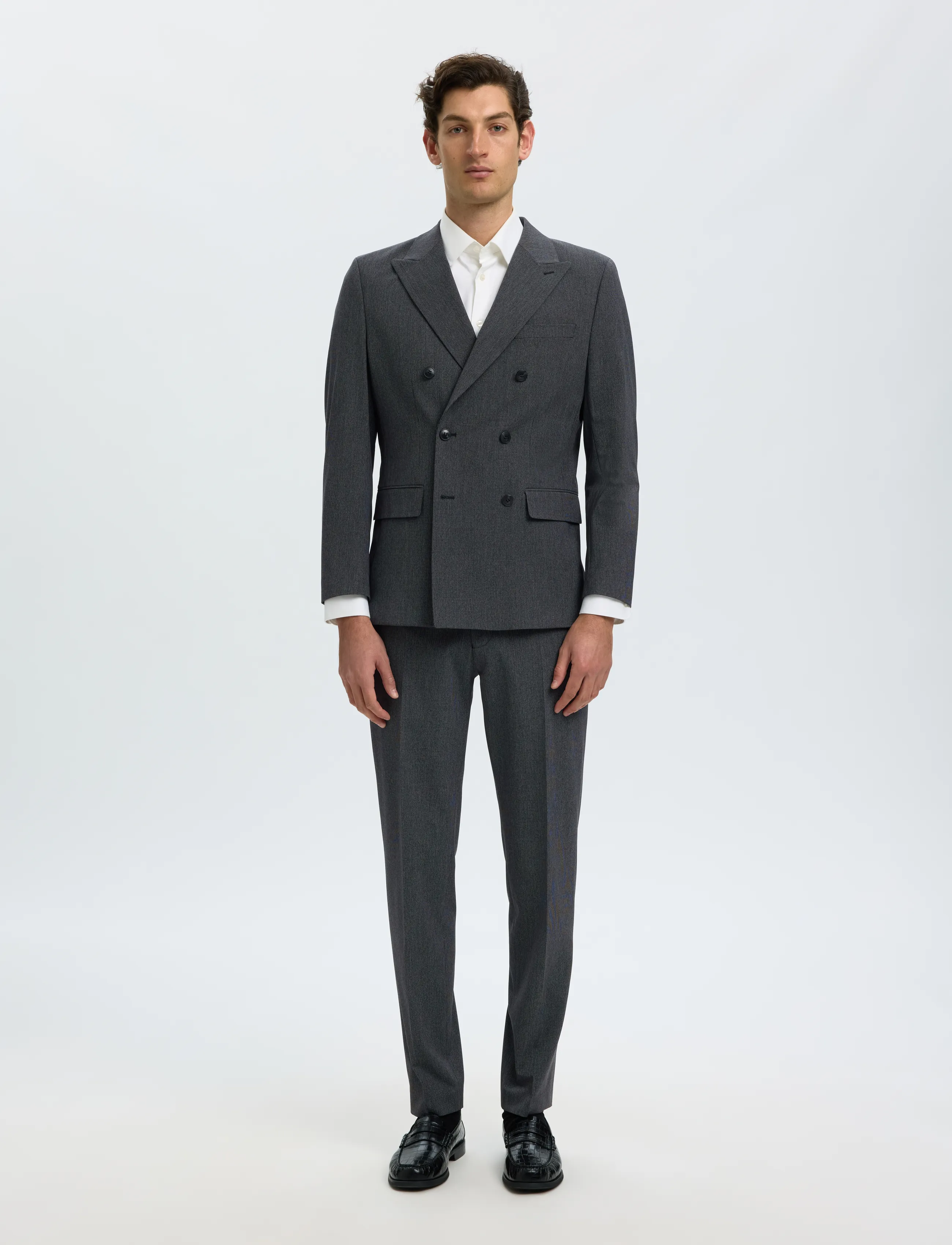 Selected - SLMSLIM-LIAM MINI HOUNDS DB BLZ - double breasted blazers - charcoal gray - 3