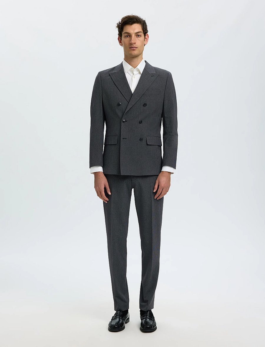 Selected - SLMSLIM-LIAM MINI HOUNDS DB BLZ - zweireiher - charcoal gray - 3