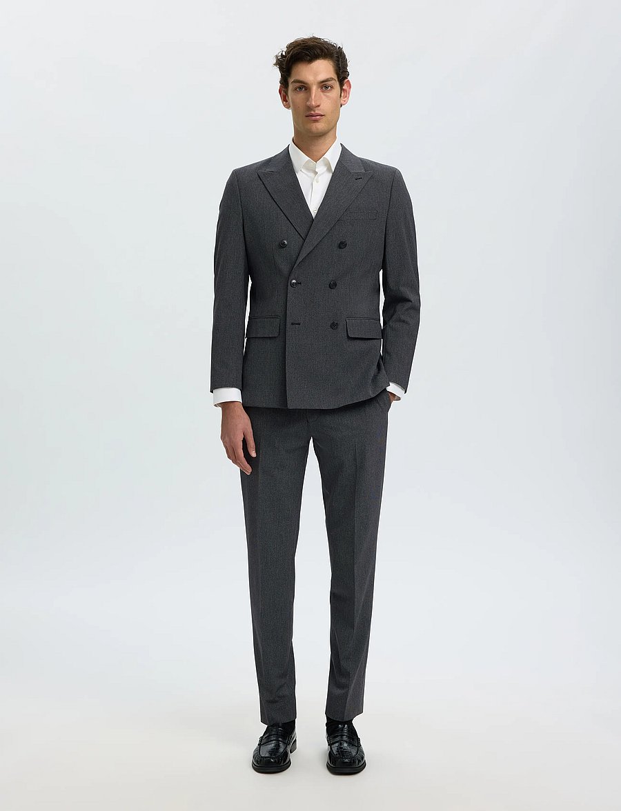 Selected - SLMSLIM-LIAM MINI HOUNDS DB BLZ - zweireiher - charcoal gray - 4
