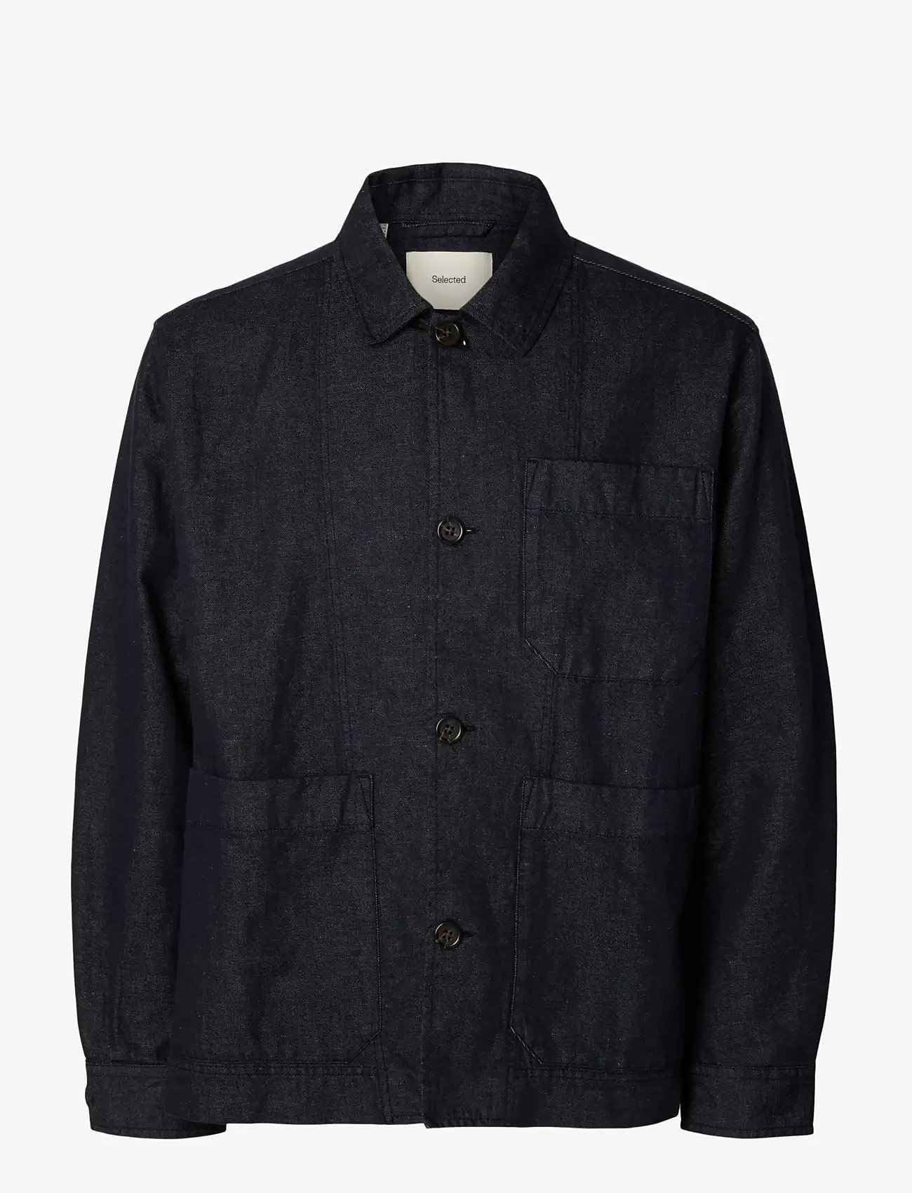 Selected - SLMFRANK DENIM OVERSHIRT - uforede denimjakker - dark blue denim - 1