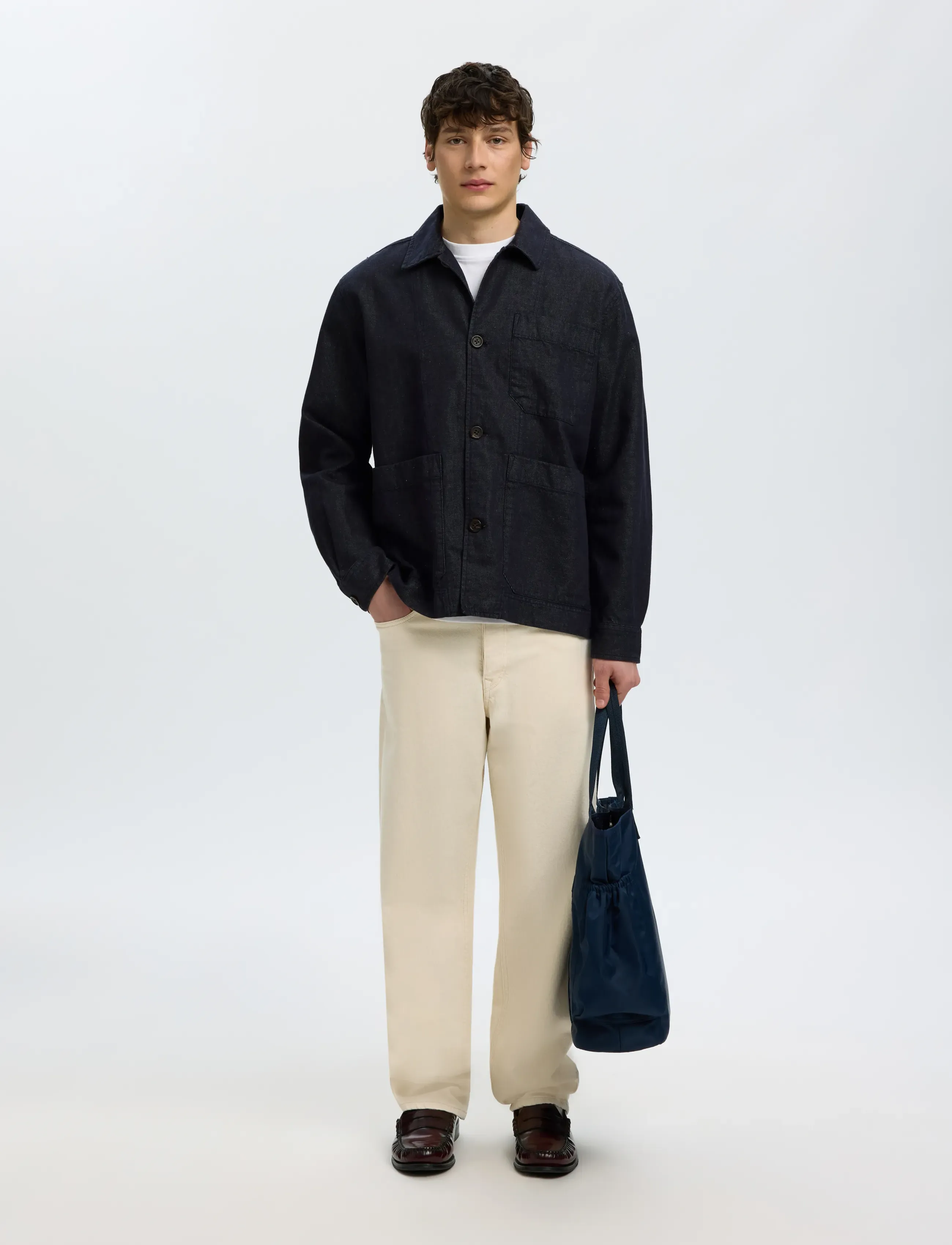 Selected - SLMFRANK DENIM OVERSHIRT - jeansjackor - dark blue denim - 5