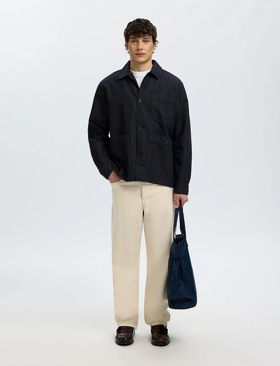 Selected - SLMFRANK DENIM OVERSHIRT - vestes en jean non doublées - dark blue denim - 5