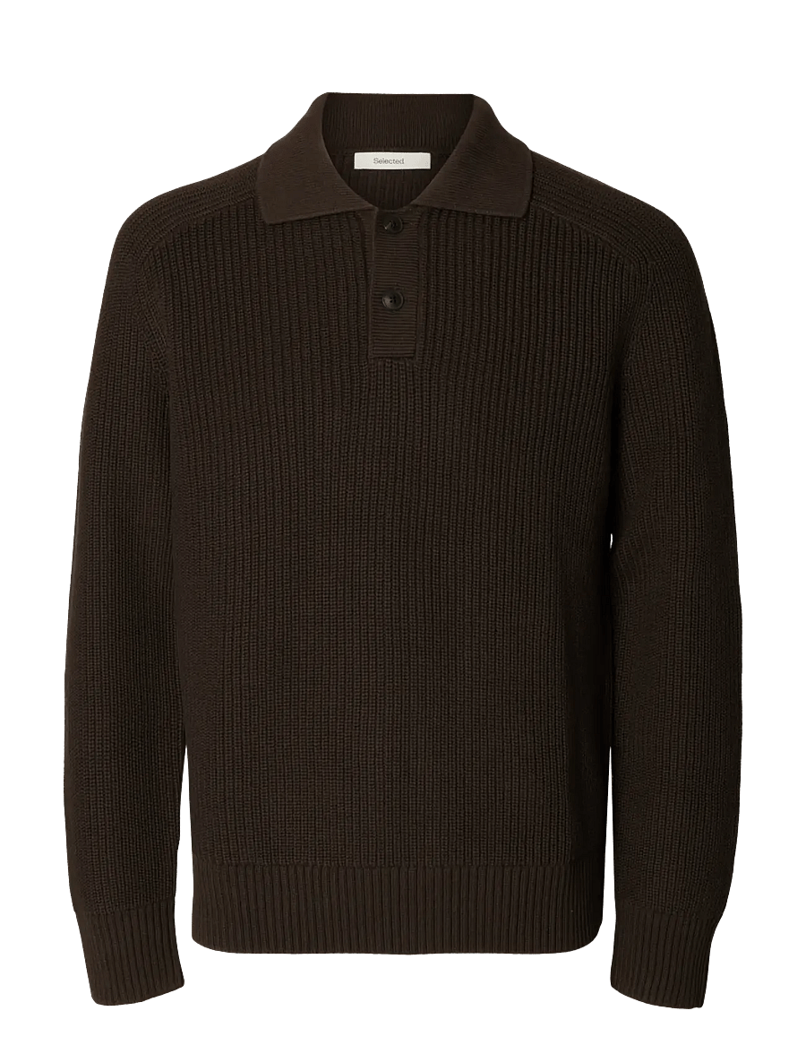 Selected - SLMPIM LS KNIT POLO CAMP - pikkade varrukatega kootud polod - delicioso - 1