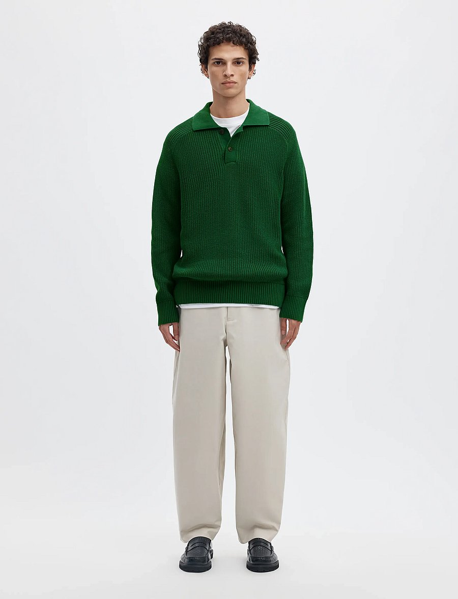 Selected - SLMPIM LS KNIT POLO CAMP - pikkade varrukatega kootud polod - formal garden - 3