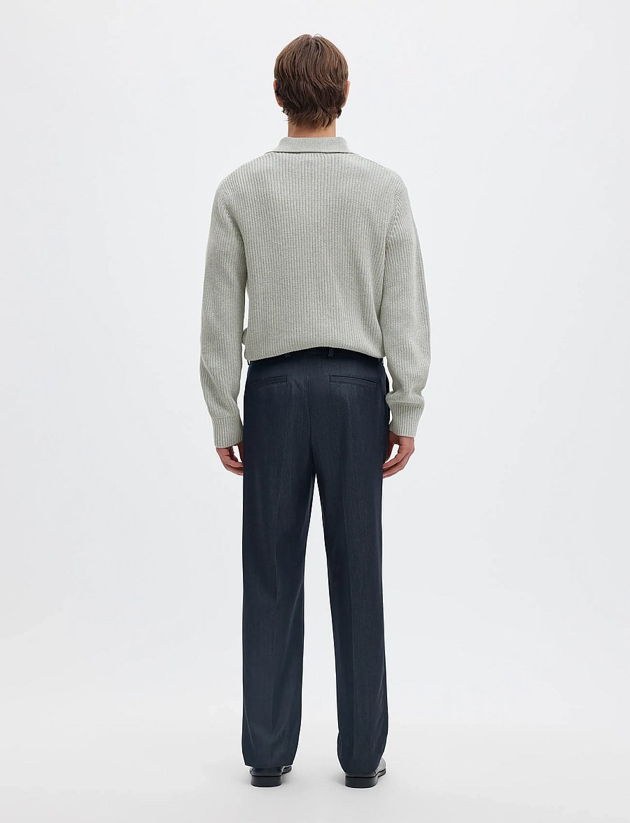 Selected - SLMPIM LS KNIT POLO CAMP - pikkade varrukatega kootud polod - light grey melange - 2