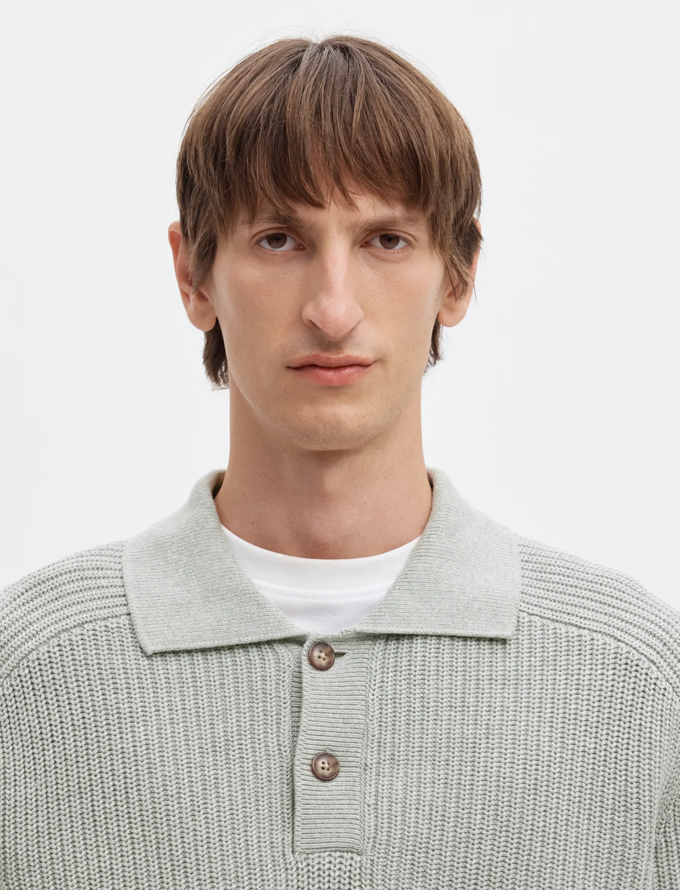 Selected - SLMPIM LS KNIT POLO CAMP - pikkade varrukatega kootud polod - light grey melange - 4