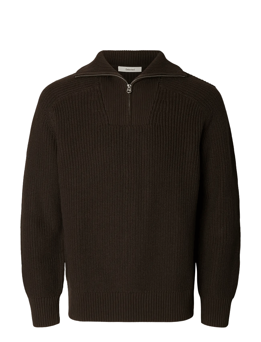 Selected - SLMPIM LS KNIT HALF ZIP CAMP - poolpika lukuga džemprid - delicioso - 1