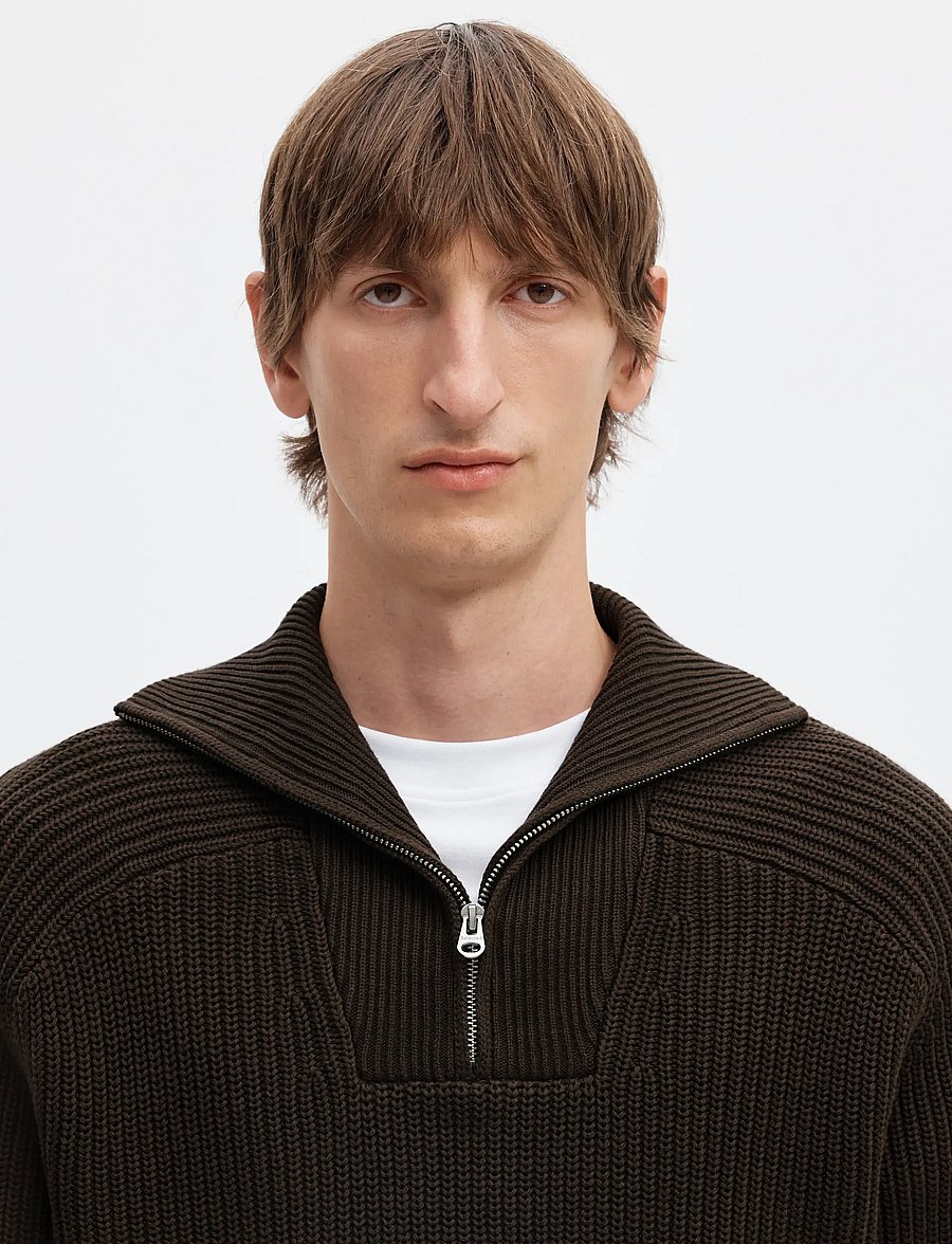 Selected - SLMPIM LS KNIT HALF ZIP CAMP - poolpika lukuga džemprid - delicioso - 4