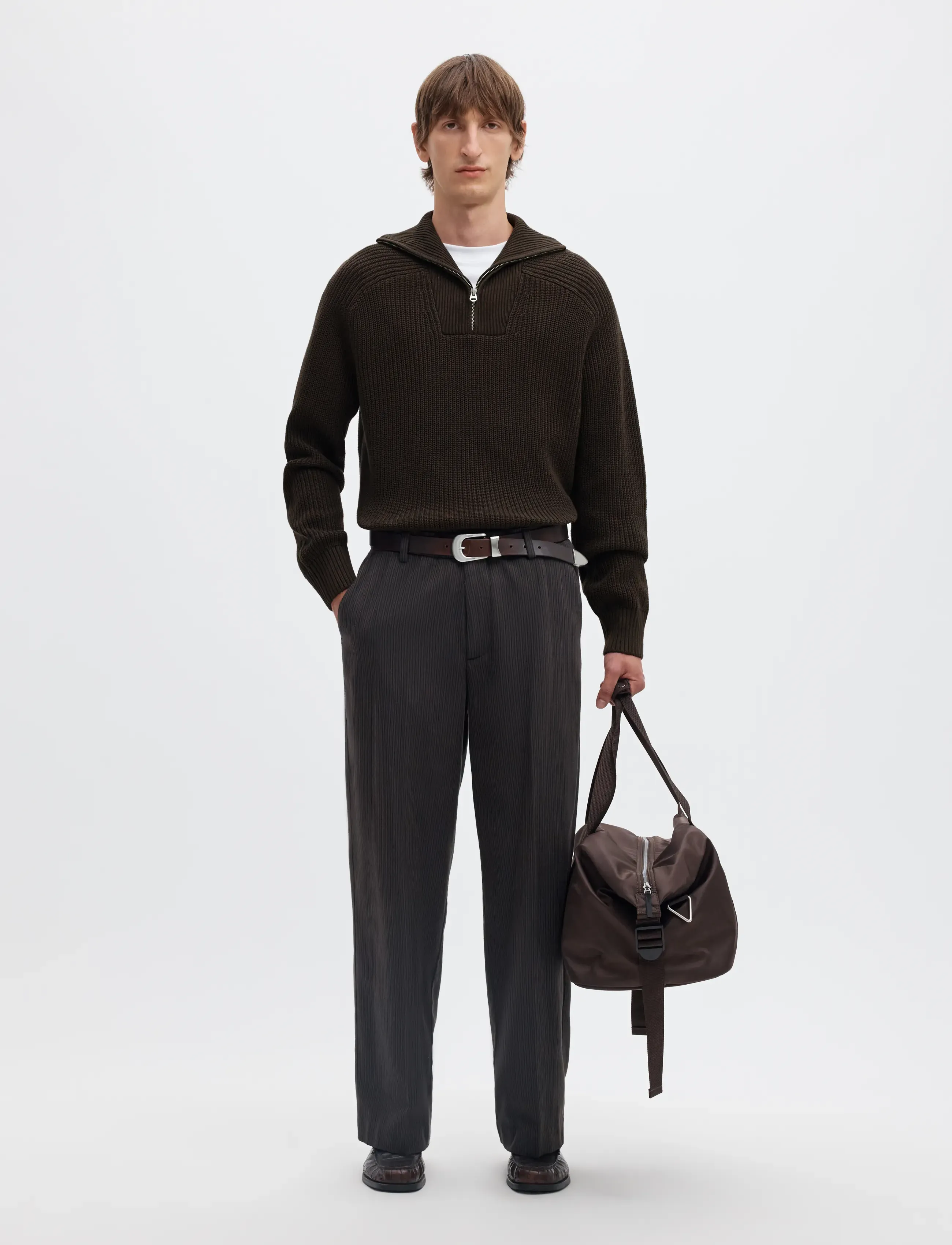 Selected - SLMPIM LS KNIT HALF ZIP CAMP - poolpika lukuga džemprid - delicioso - 5