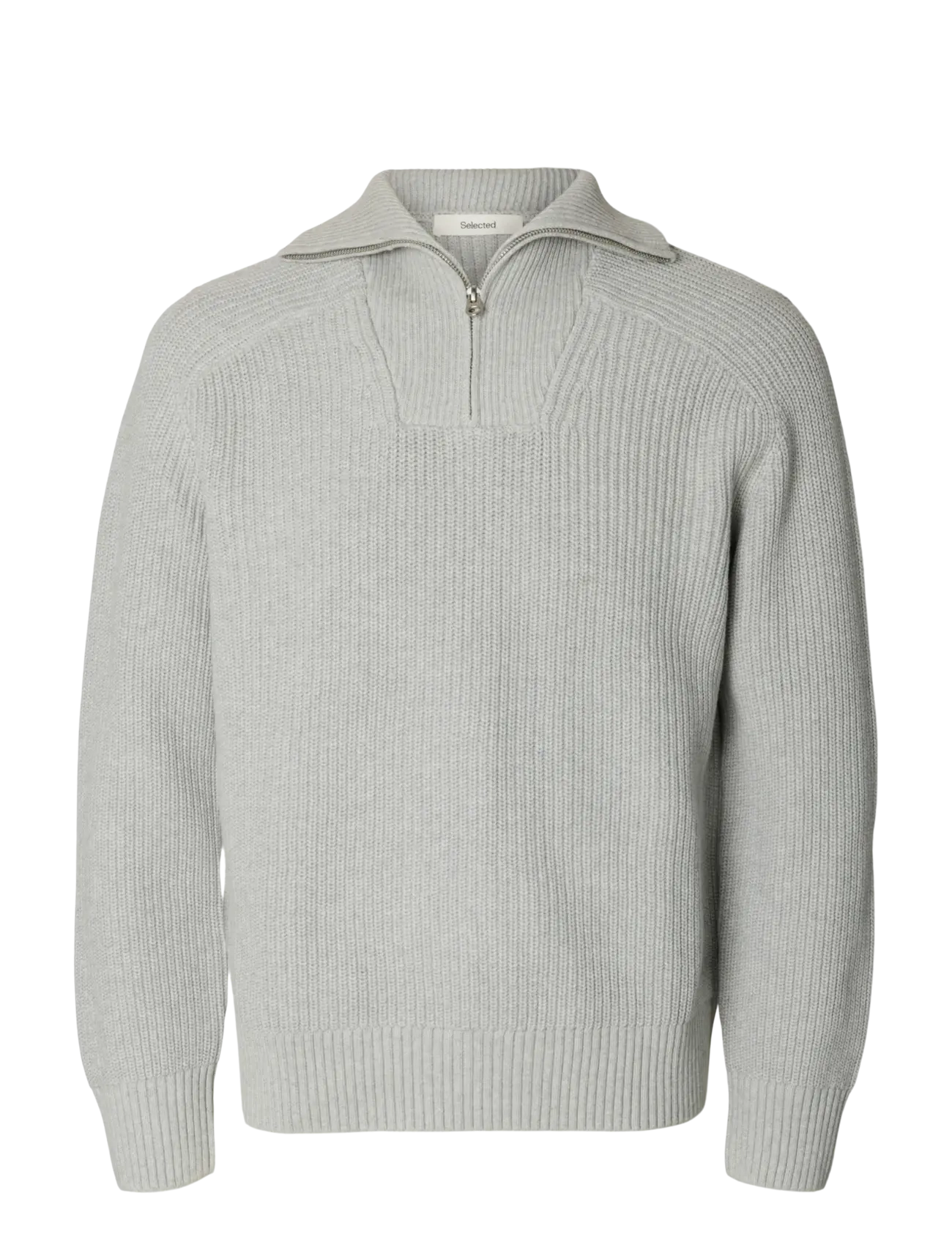 Selected SLMPIM LS KNIT HALF ZIP CAMP - Kudumid - LIGHT GREY MELANGE / grey