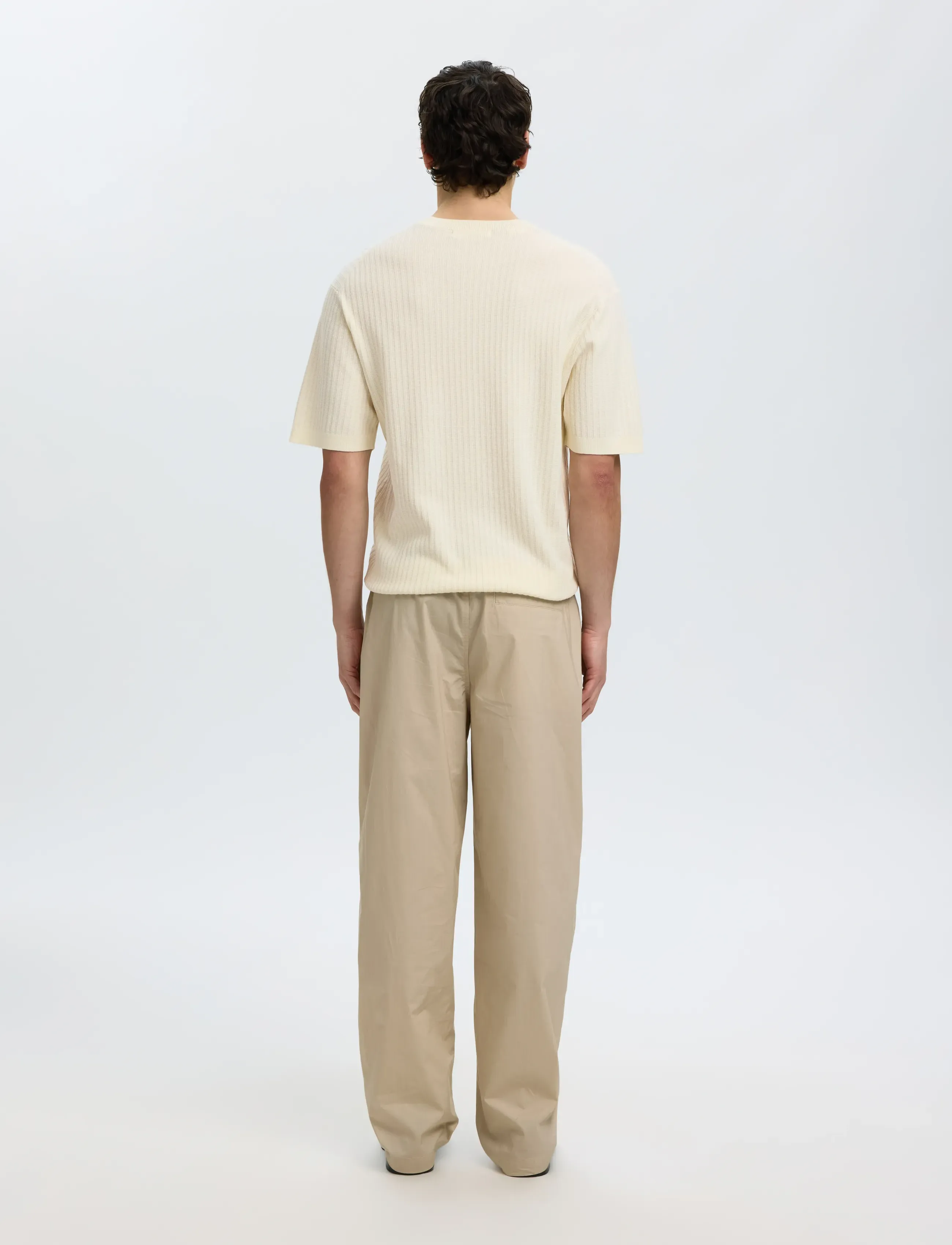 Selected - SLMHENRY SS KNIT STRUCTURE TEE - geburtstagsgeschenke - egret - 2