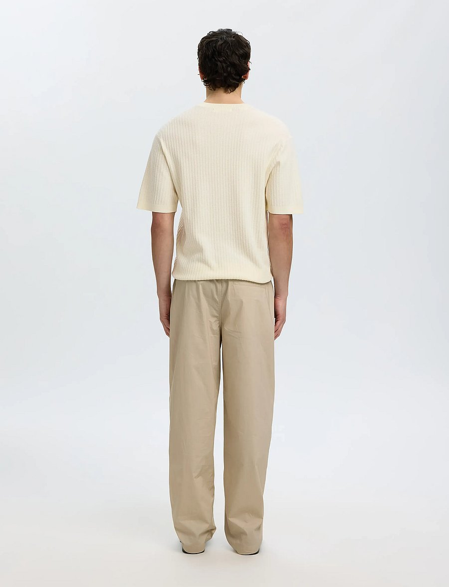 Selected - SLMHENRY SS KNIT STRUCTURE TEE - kurzärmelige t-shirts - egret - 2