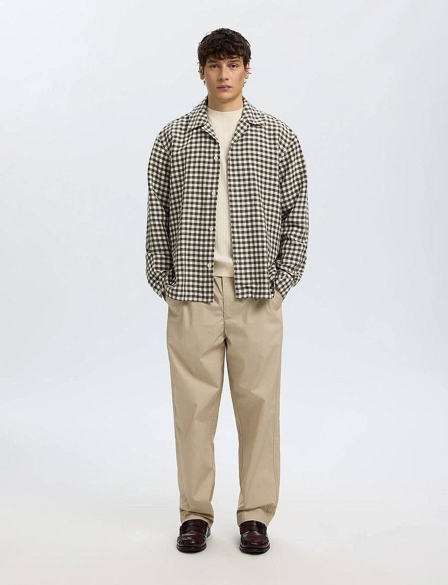 Selected - SLMHENRY SS KNIT STRUCTURE TEE - kurzärmelige t-shirts - egret - 5