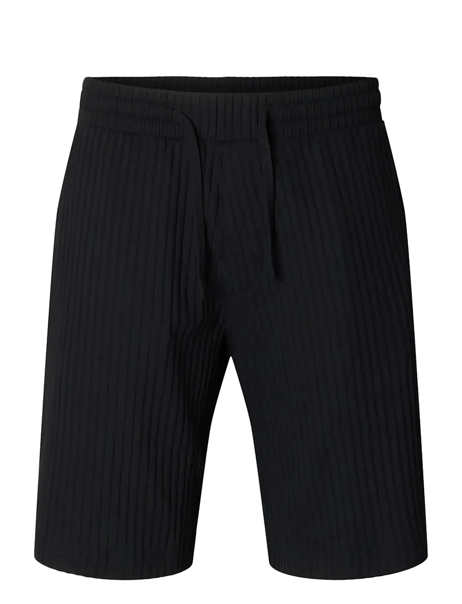Selected - SLMRELAXSIMON RIBBED SHORTS - sweatshorts - black - 1