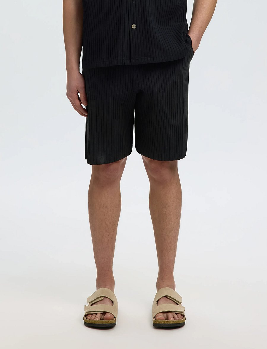 Selected - SLMRELAXSIMON RIBBED SHORTS - sweatshorts - black - 0