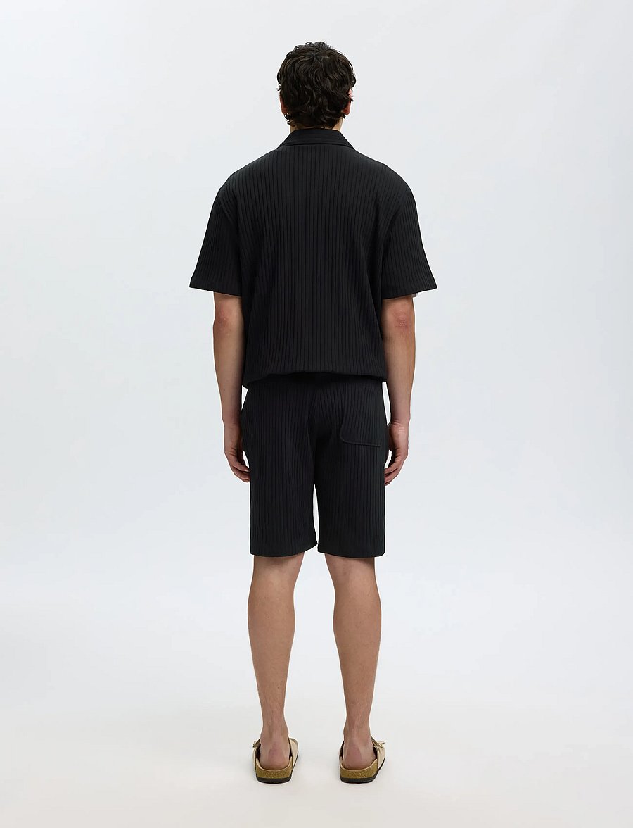 Selected - SLMRELAXSIMON RIBBED SHORTS - sweatshorts - black - 2