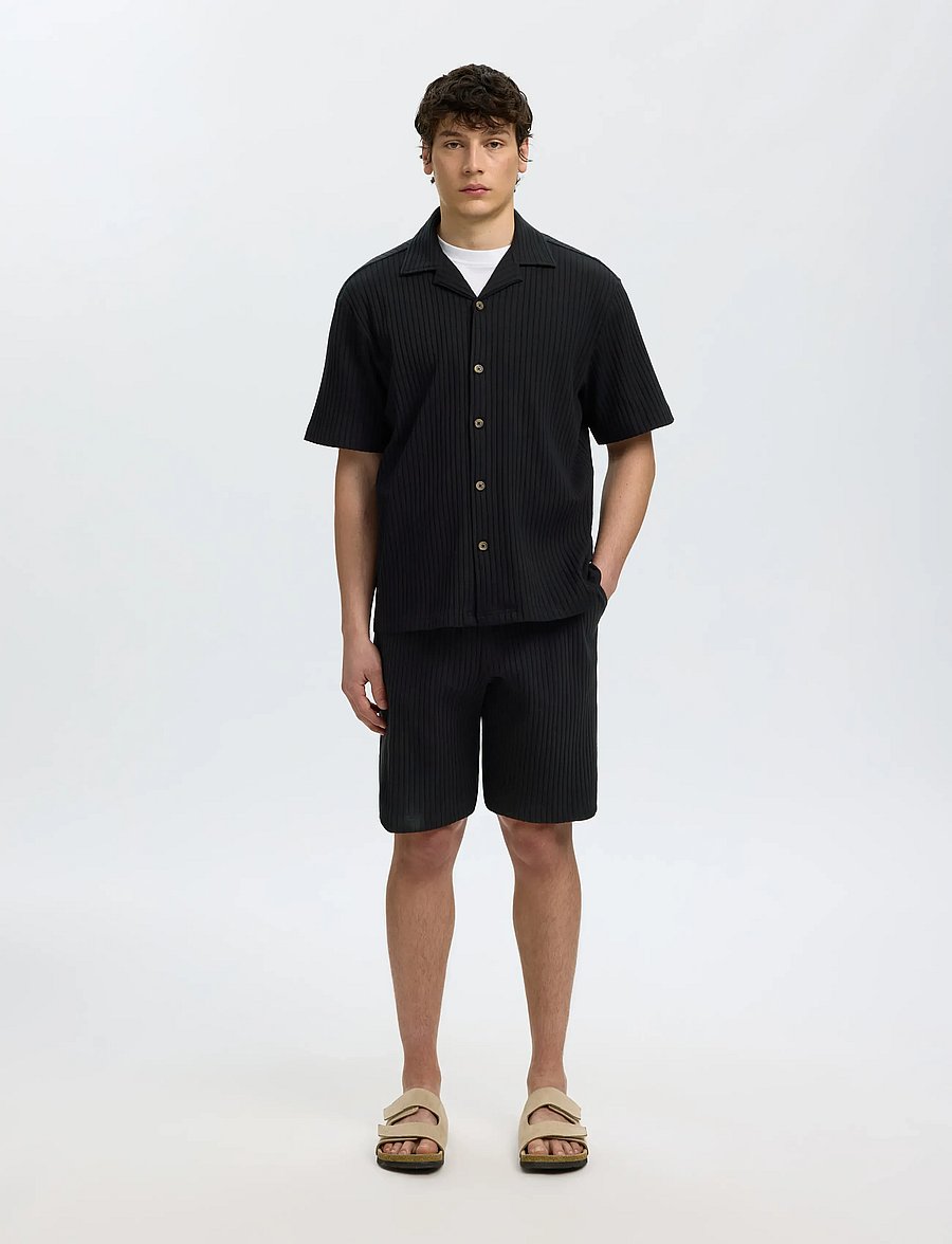 Selected - SLMRELAXSIMON RIBBED SHORTS - sweatshorts - black - 3