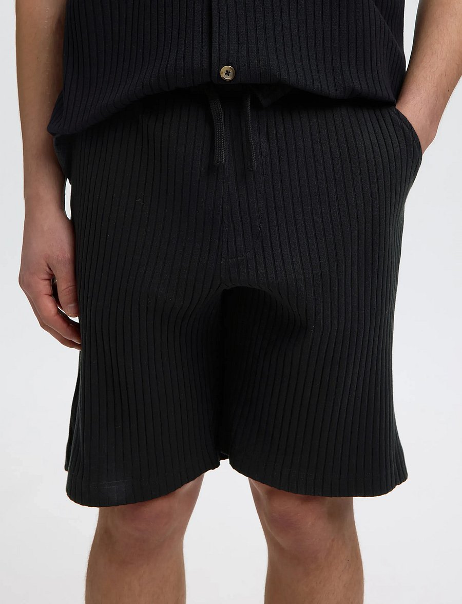 Selected - SLMRELAXSIMON RIBBED SHORTS - sweatshorts - black - 4