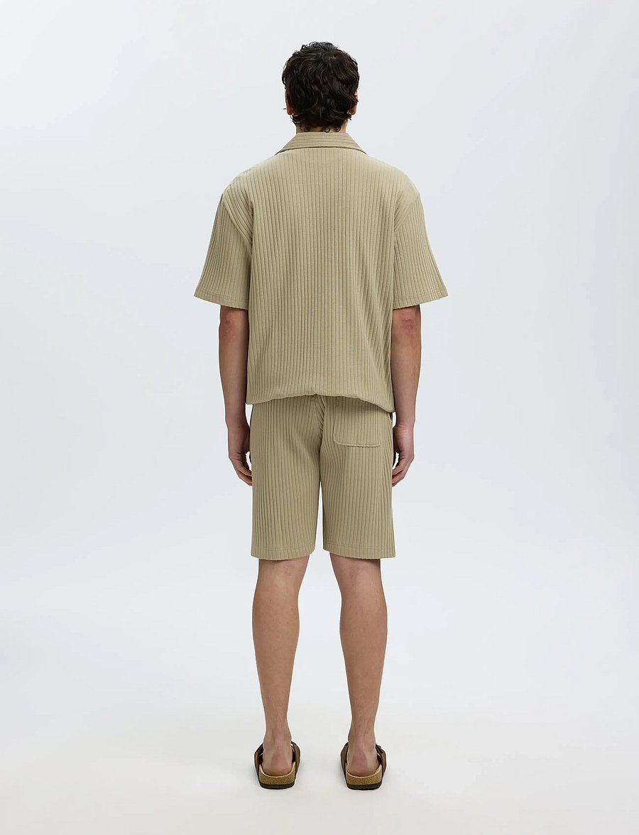 Selected - SLMRELAXSIMON RIBBED SHORTS - lühikesed dressipüksid - vetiver - 2