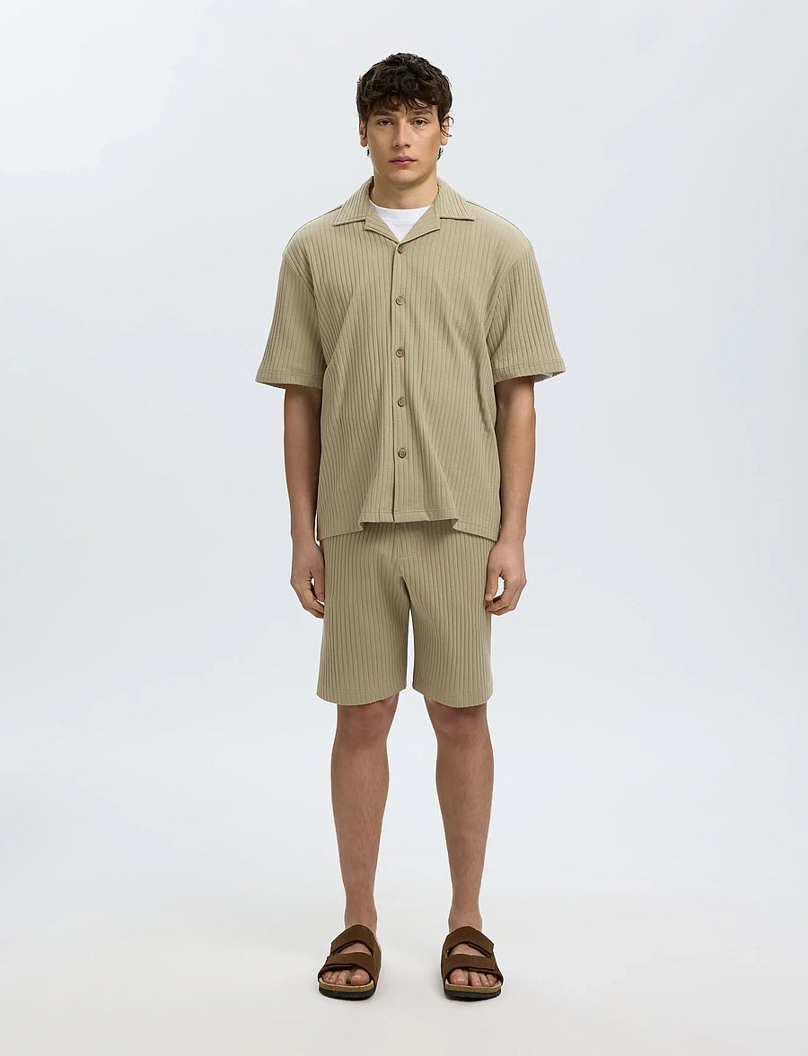 Selected - SLMRELAXSIMON RIBBED SHORTS - lühikesed dressipüksid - vetiver - 3