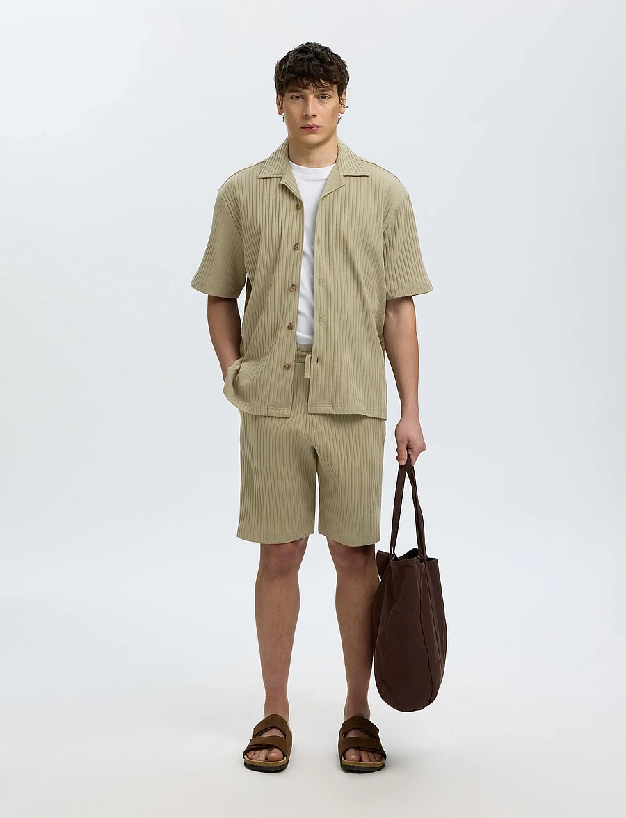 Selected - SLMRELAXSIMON RIBBED SHORTS - lühikesed dressipüksid - vetiver - 5