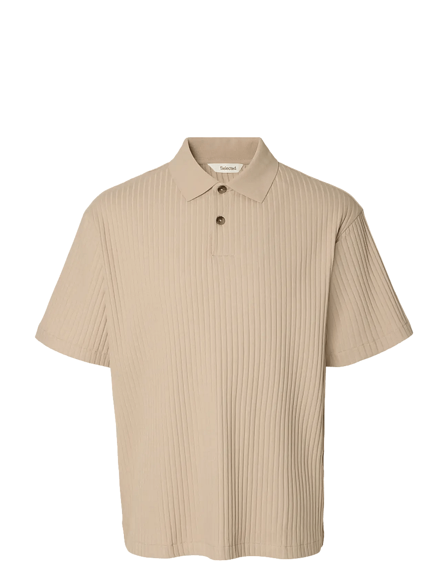 Selected - SLMRELAXSIMON RIBBED SS POLO - kurzärmelig - pure cashmere - 1