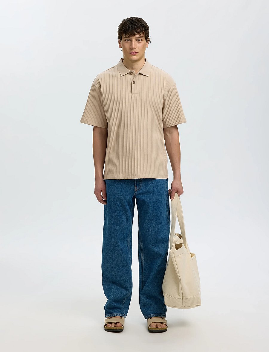 Selected - SLMRELAXSIMON RIBBED SS POLO - kurzärmelig - pure cashmere - 3