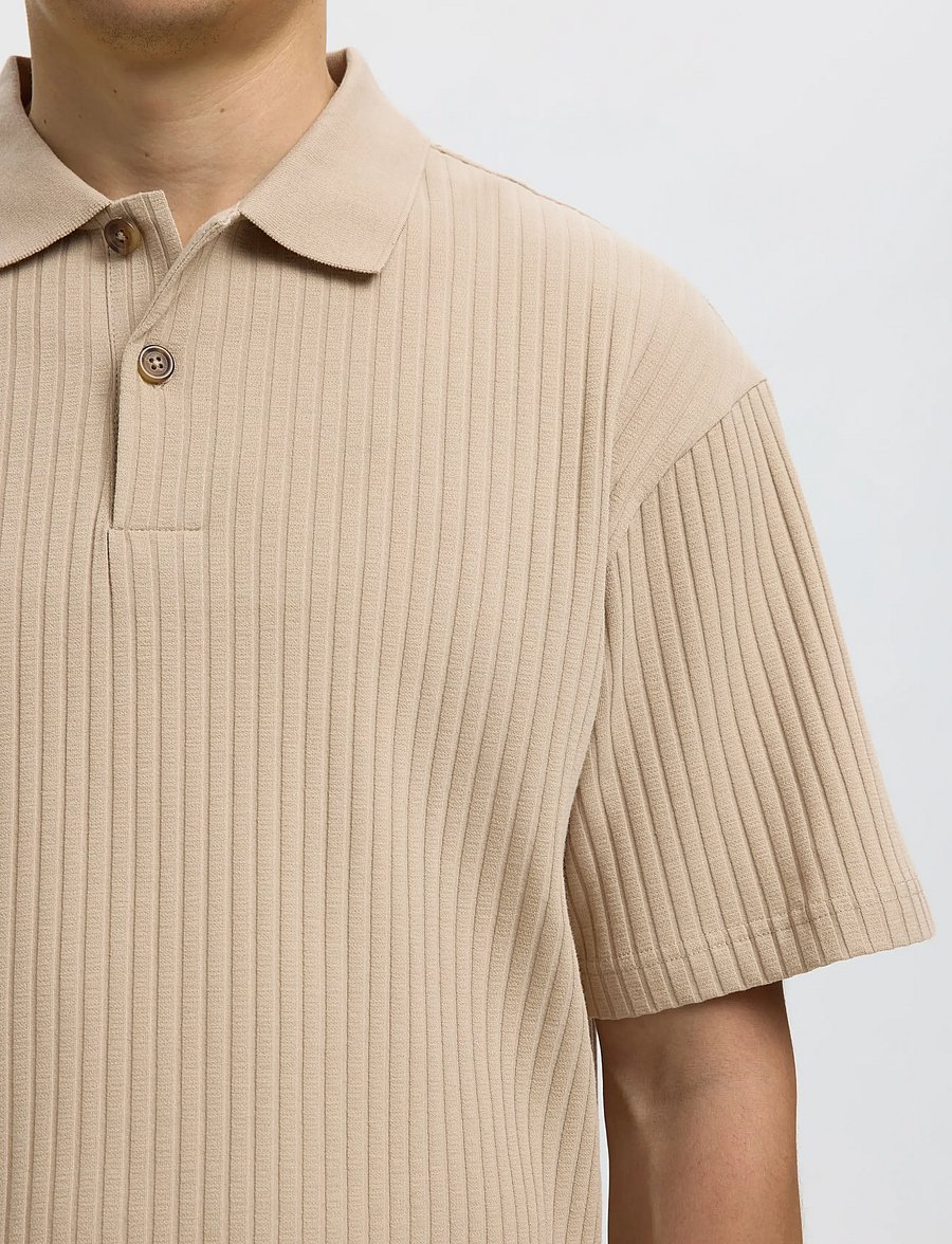 Selected - SLMRELAXSIMON RIBBED SS POLO - kurzärmelig - pure cashmere - 4