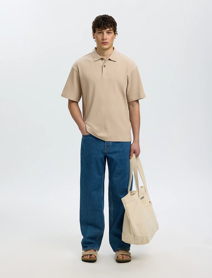 Selected - SLMRELAXSIMON RIBBED SS POLO - kurzärmelig - pure cashmere - 5