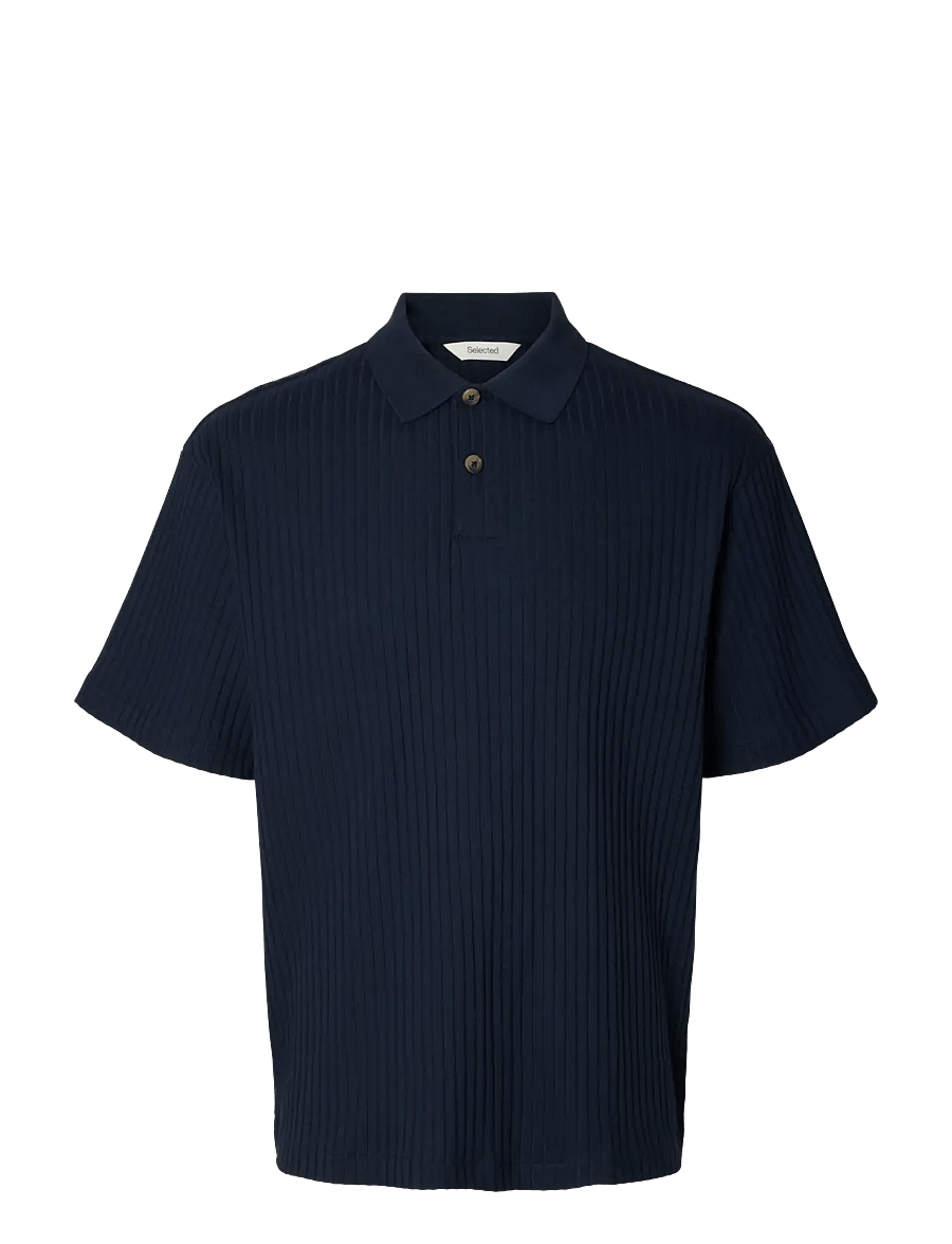 Selected - SLMRELAXSIMON RIBBED SS POLO - lyhythihaiset - sky captain - 1