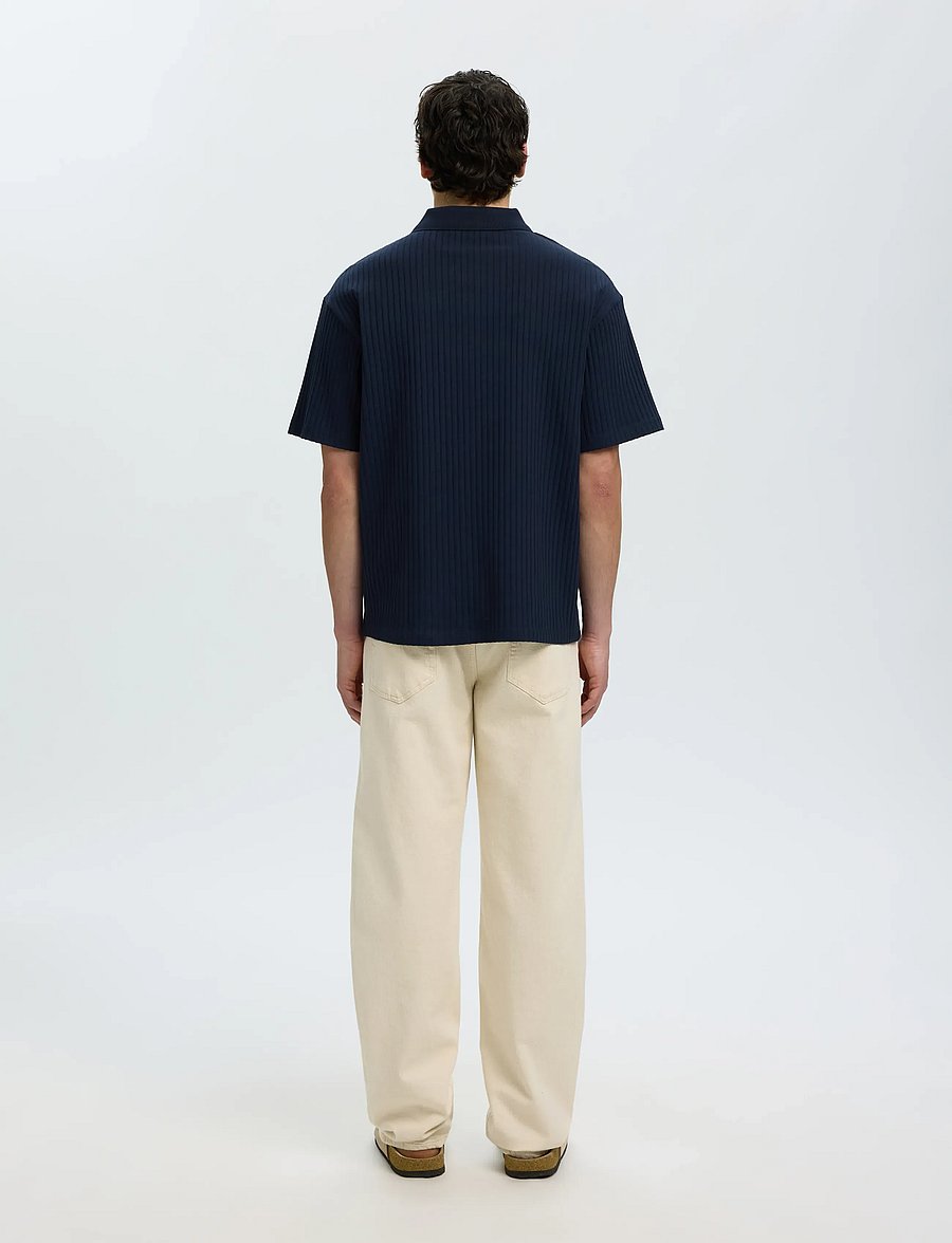 Selected - SLMRELAXSIMON RIBBED SS POLO - lyhythihaiset - sky captain - 2