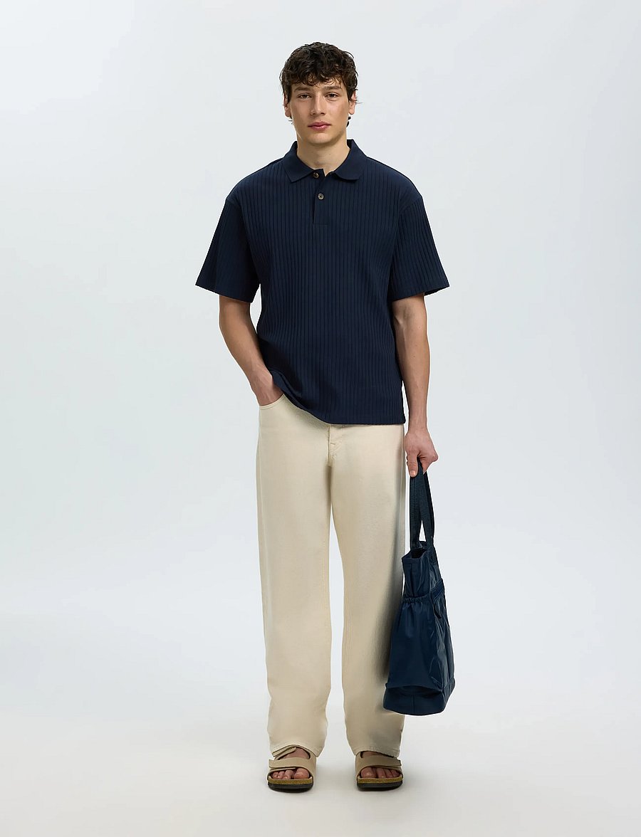 Selected - SLMRELAXSIMON RIBBED SS POLO - lyhythihaiset - sky captain - 5