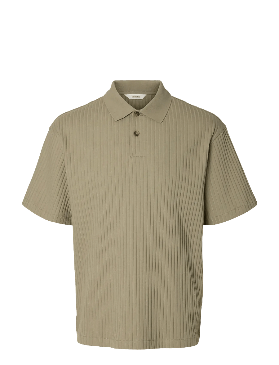 Selected - SLMRELAXSIMON RIBBED SS POLO - kurzärmelig - vetiver - 1