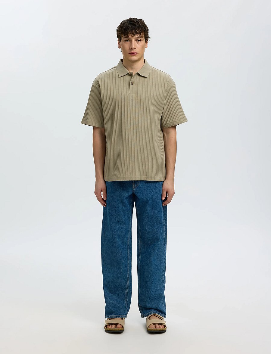 Selected - SLMRELAXSIMON RIBBED SS POLO - kurzärmelig - vetiver - 3